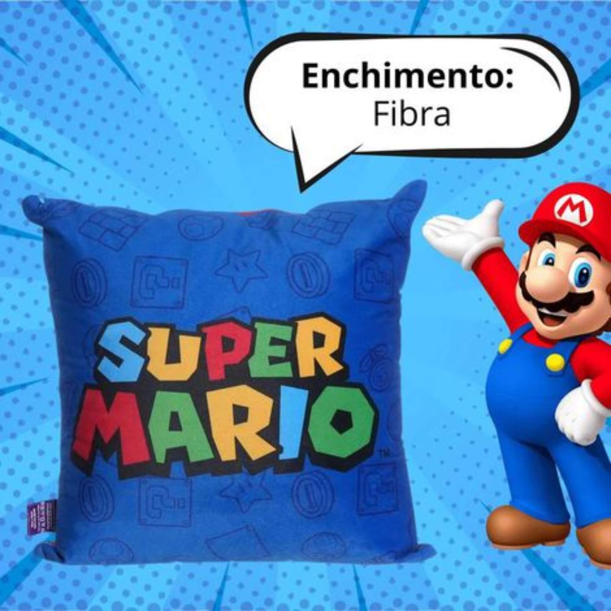 Almofada Mario e Luigi 40x40 Super Mario Zona Criativa - 10065284