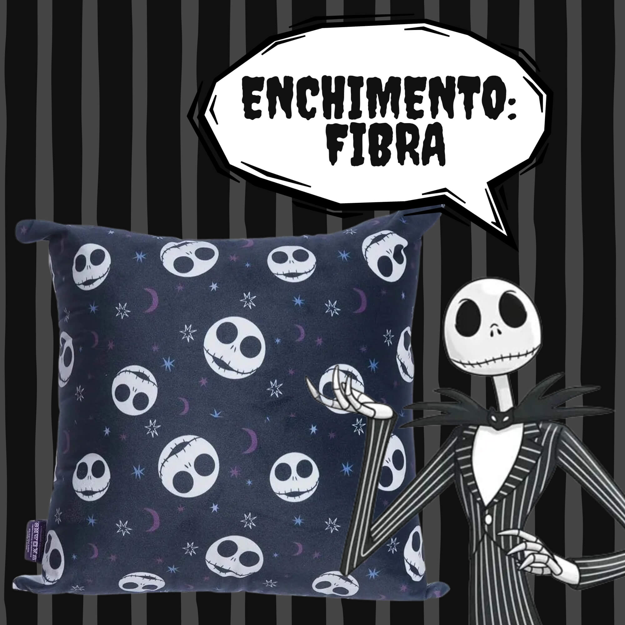 Almofada 40x40 Jack Skellington – O Estranho Mundo de Jack Zona Criativa - 10065348