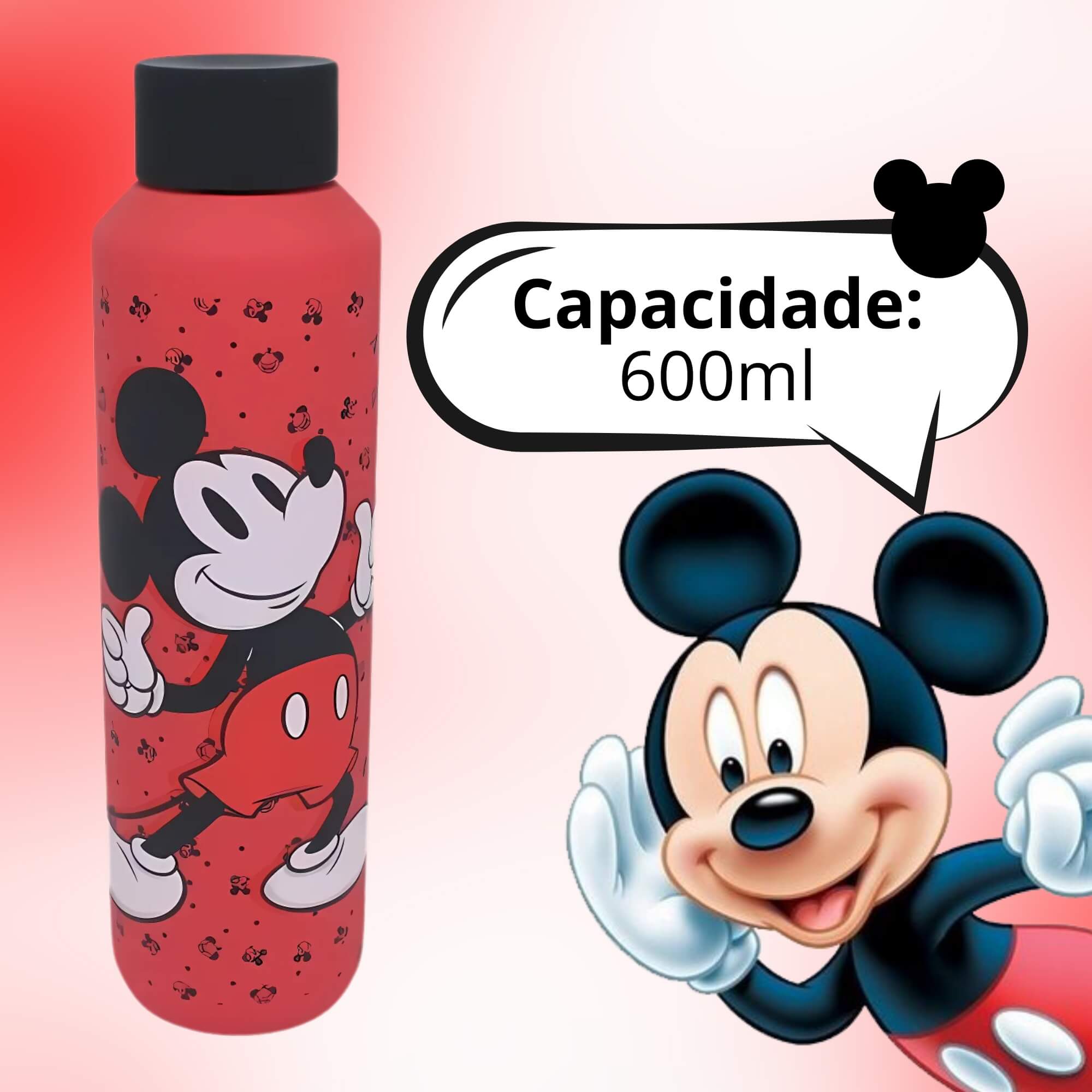 Garrafa Acqua Mickey Mouse 600ml Aço Inox Zona Criativa - 10072581