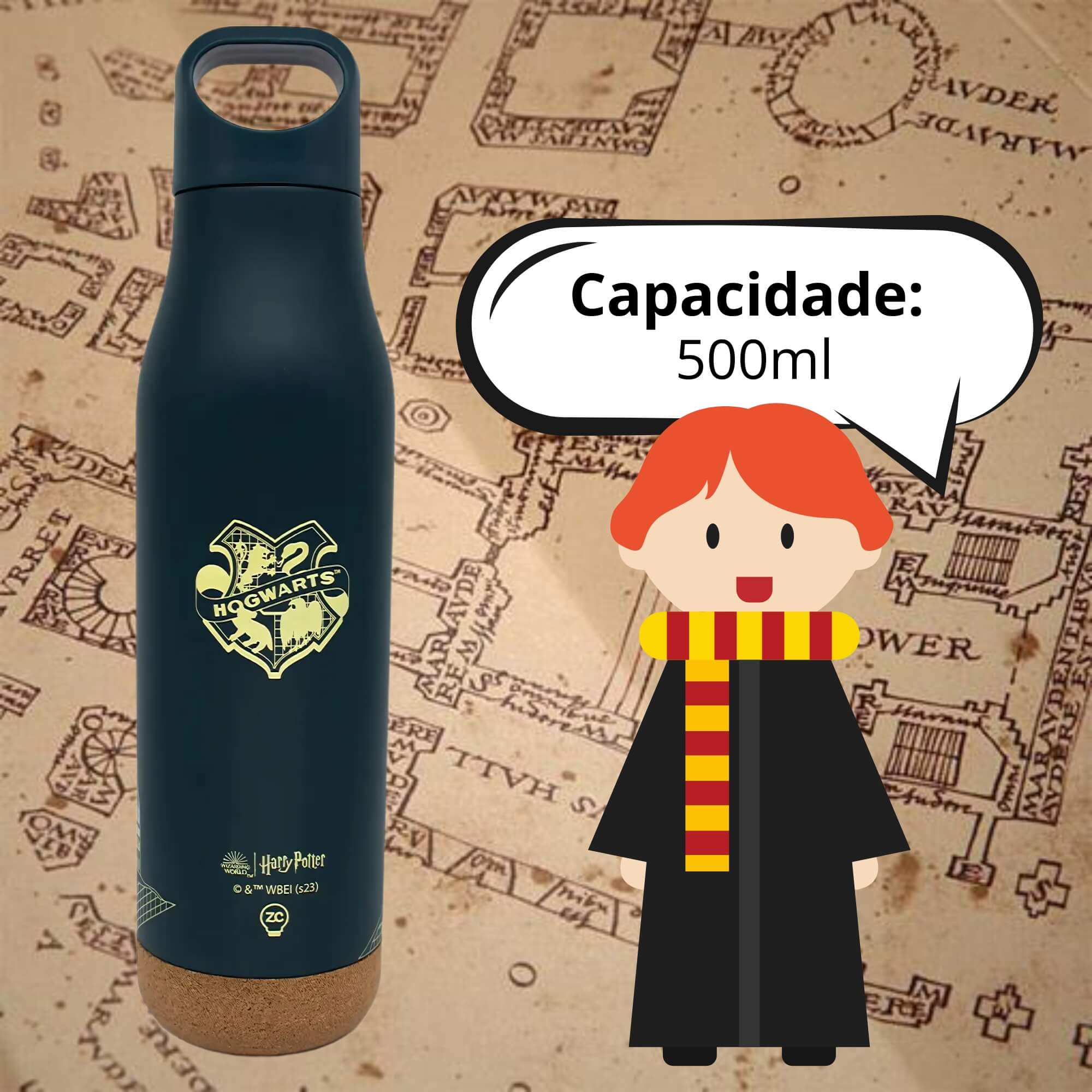 Garrafa Corky Emborrachada 500ml Hogwarts Harry Potter Zona Criativa - 10072716