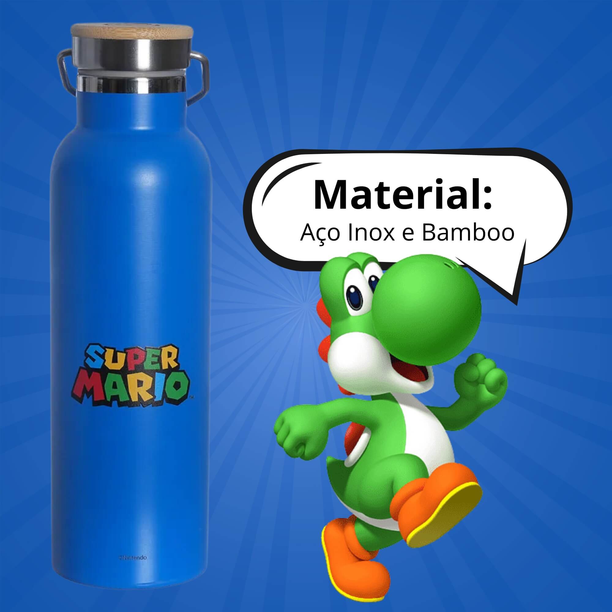 Garrafa Térmica Camp Super Mario 600ml Aço Inox Zona Criativa - 10073185