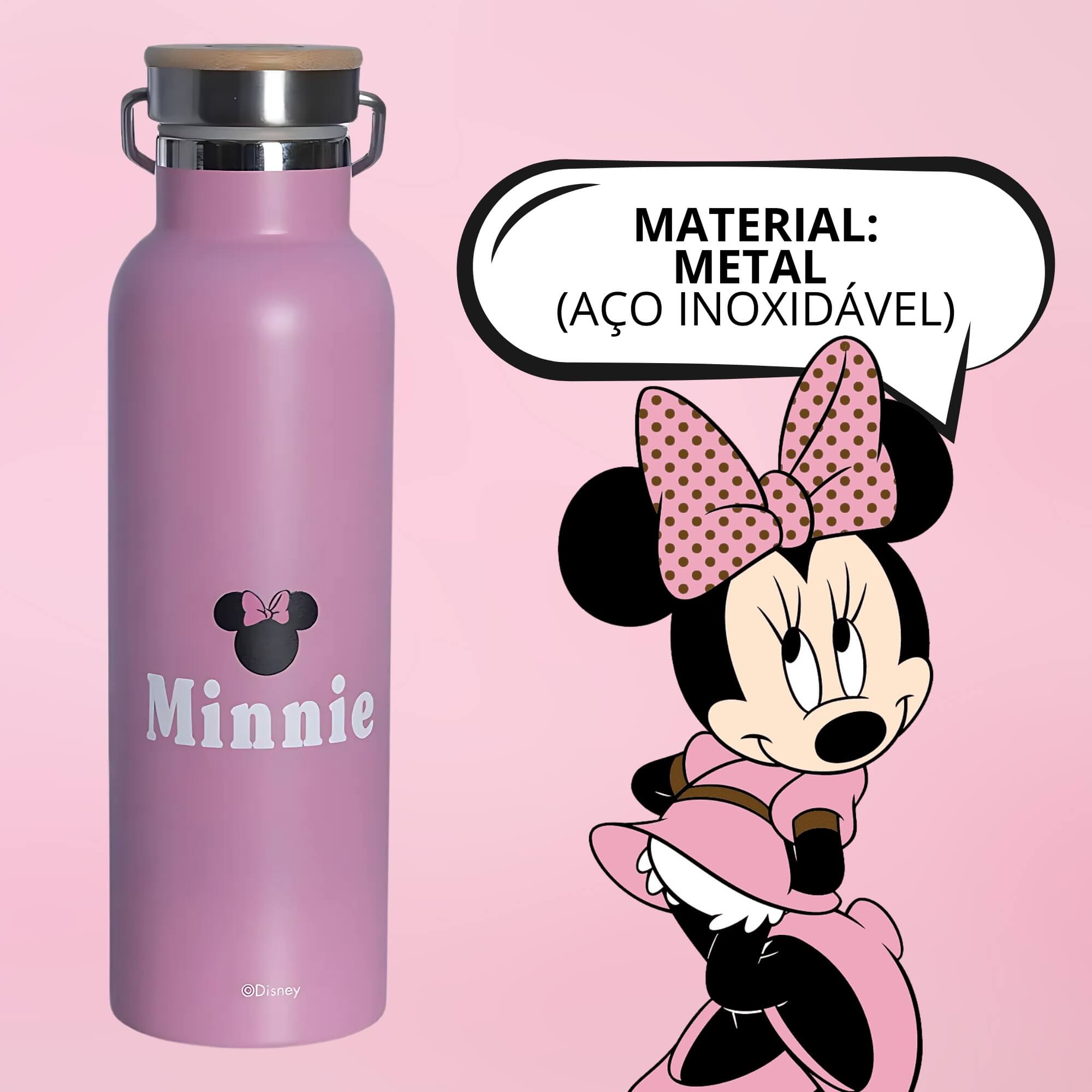 Garrafa Térmica Camp Minnie 600ml Aço Inox Disney Zona Criativa - 10073199