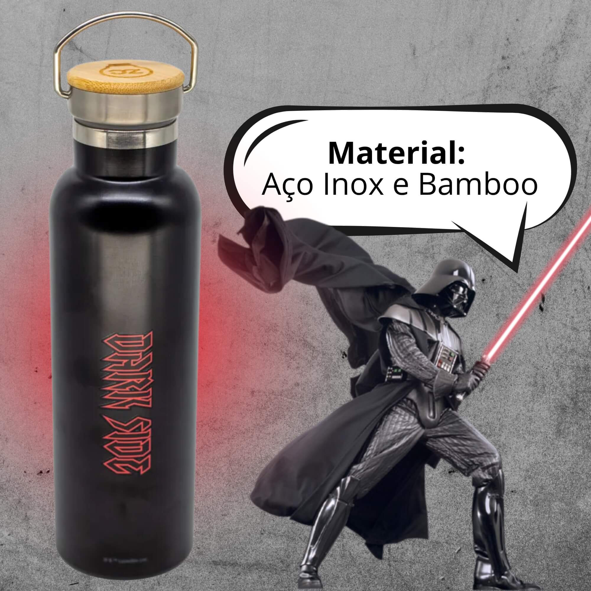 Garrafa Térmica Camp Darth Vader 600ml Aço Inox Star Wars Zona Criativa - 10073201