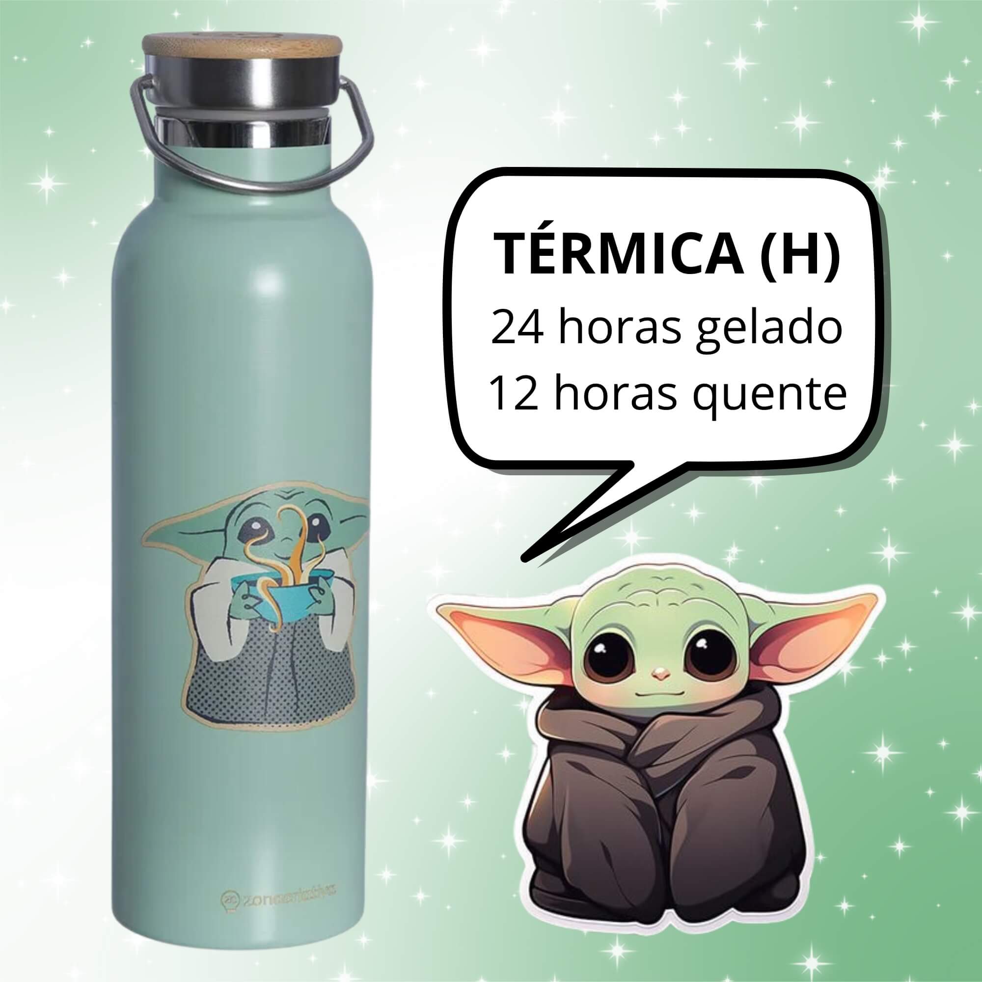 Garrafa Térmica Camp Baby Yoda 600ml Star Wars Zona Criativa - 10073204