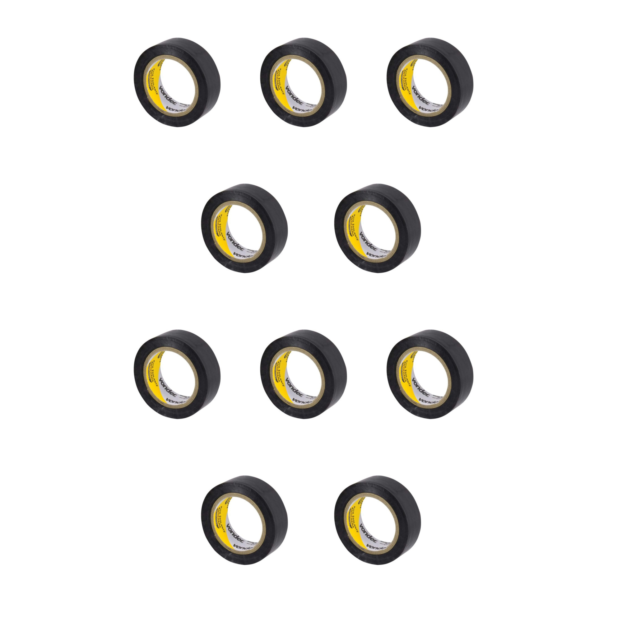 COMP Kit com 10 Fitas Isolantes Antichamas 19mm x 10m Preta Vonder - 1137191013