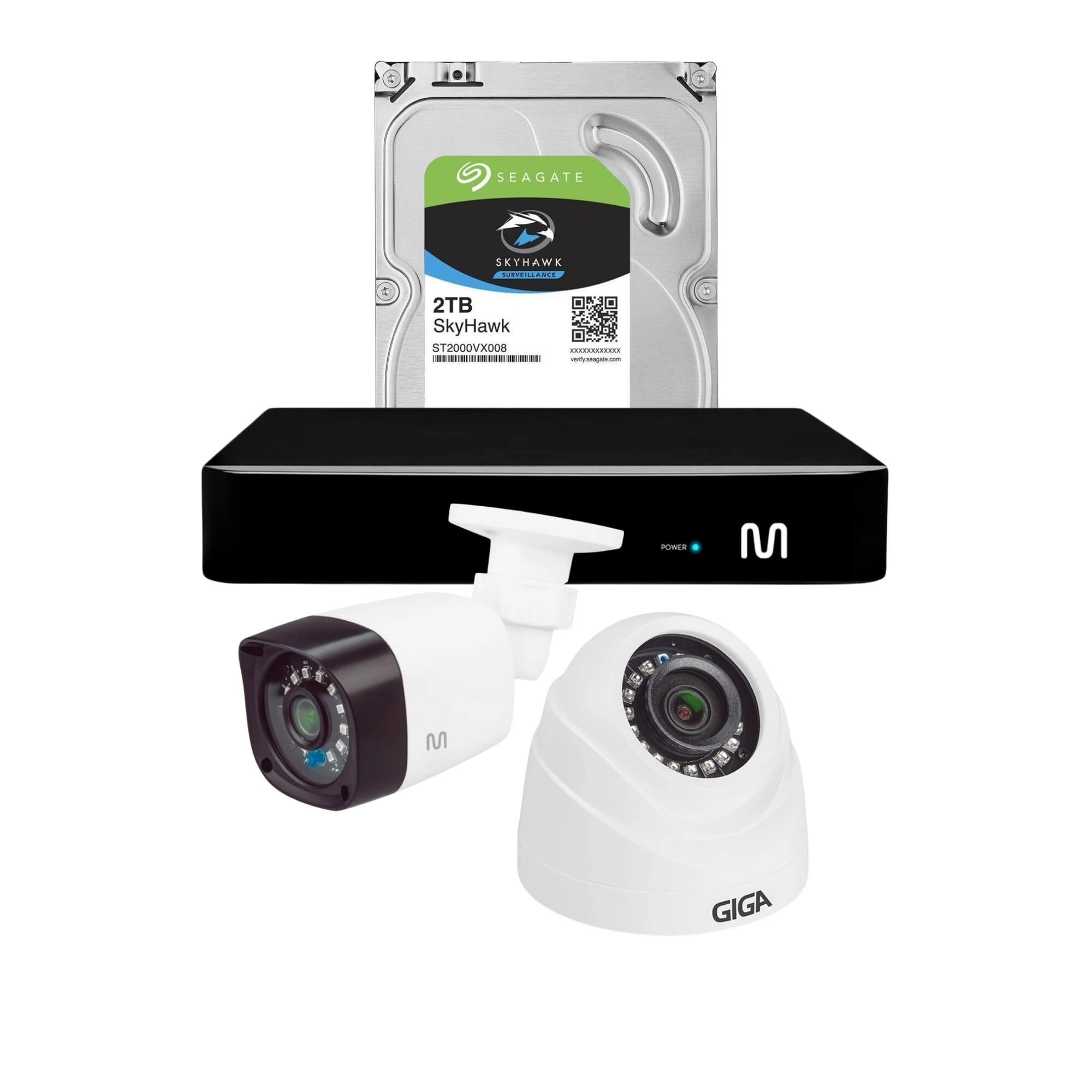 COMP Kit de Monitoramento HVR 16 Canais + 16 Câmeras de Segurança Dome 720P e Bullet 3MP + HD 2TB
