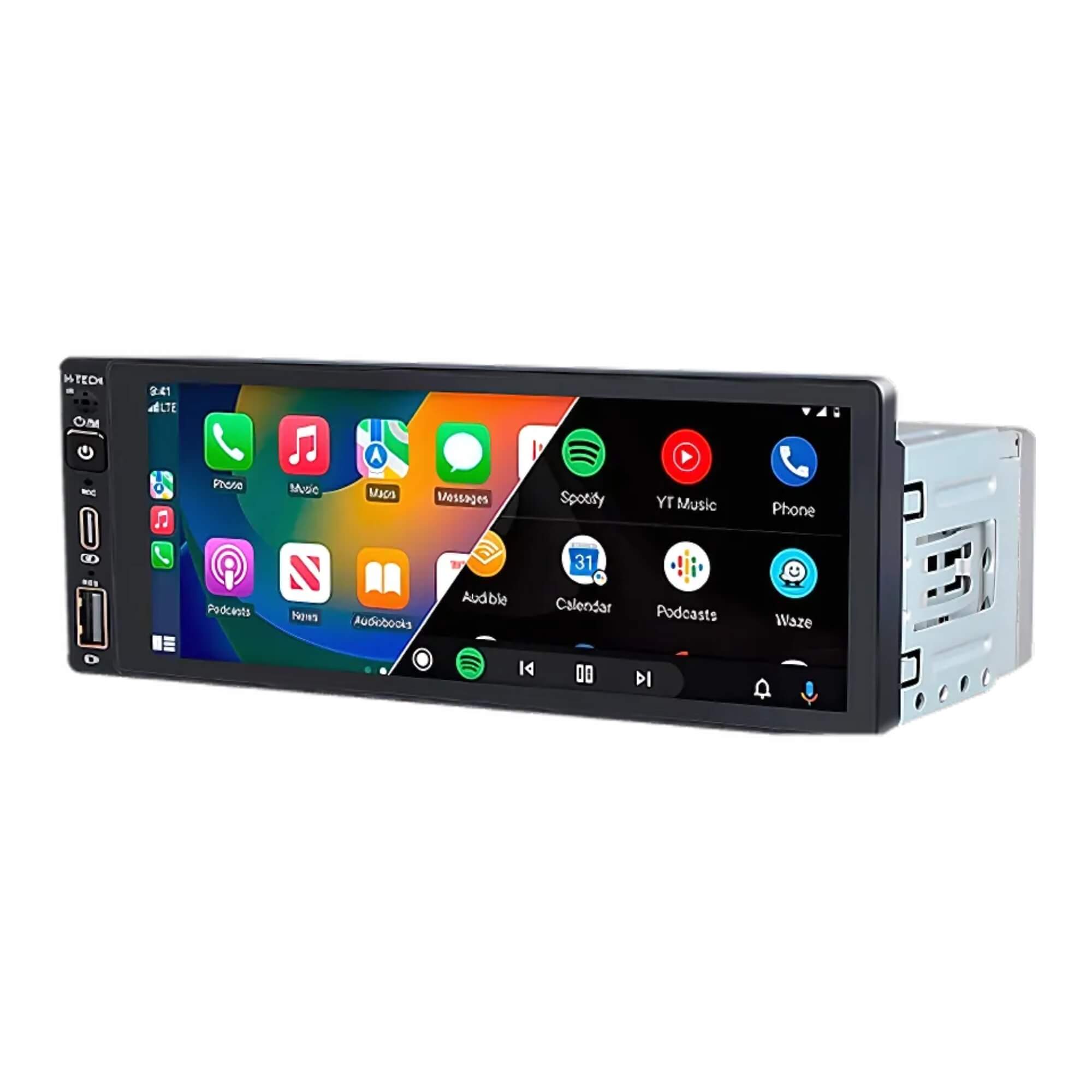 Multimídia 1 Din Tela 6,9" Tela de Vidro Espelhamento Android Auto e Carplay H-Tech - HT-2690CA