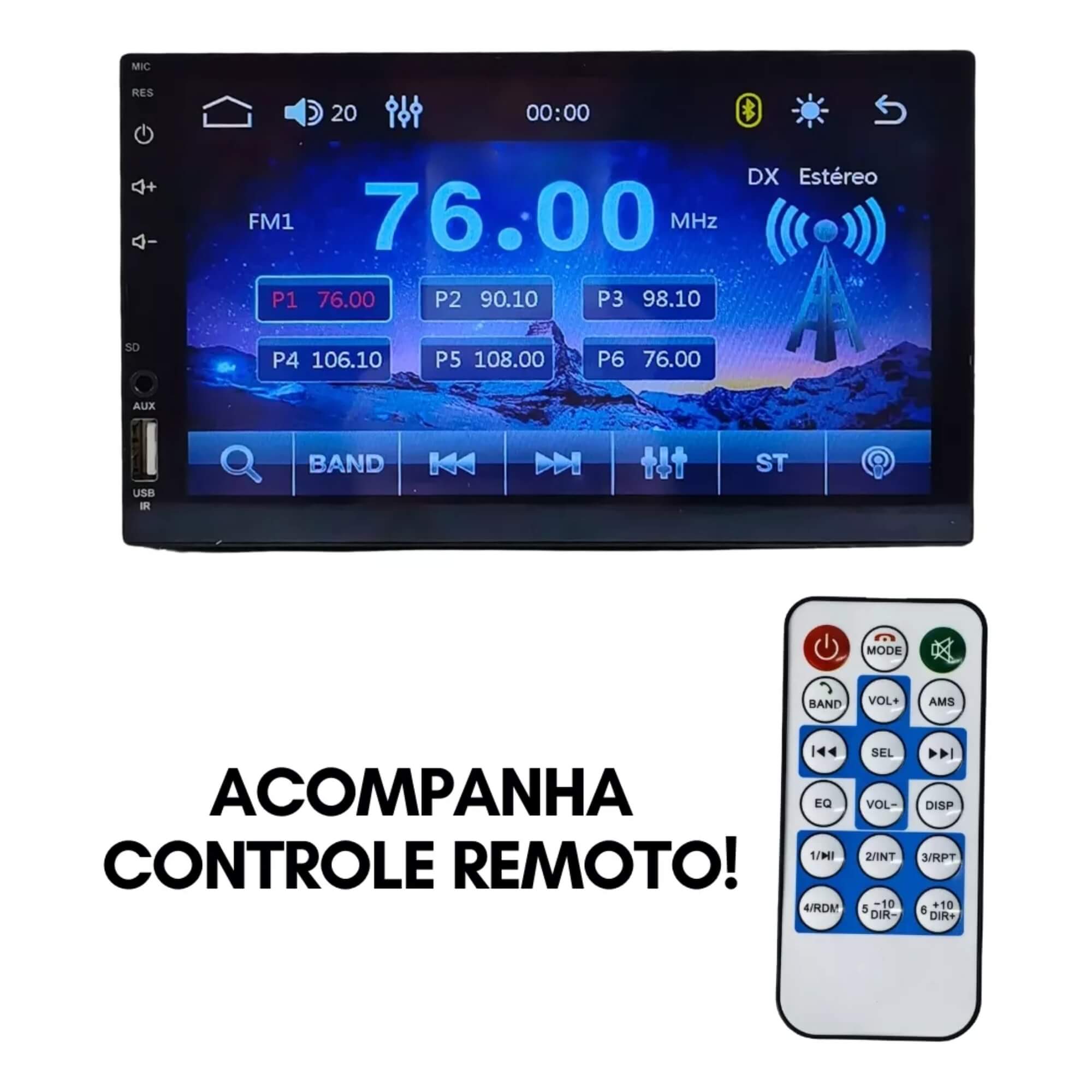 Multimídia 1 Din Mp5 7 Pol Full Touch Espelhamento Entradas USB/SD/AUX Cor Preto H-Tech - HT-2730CA