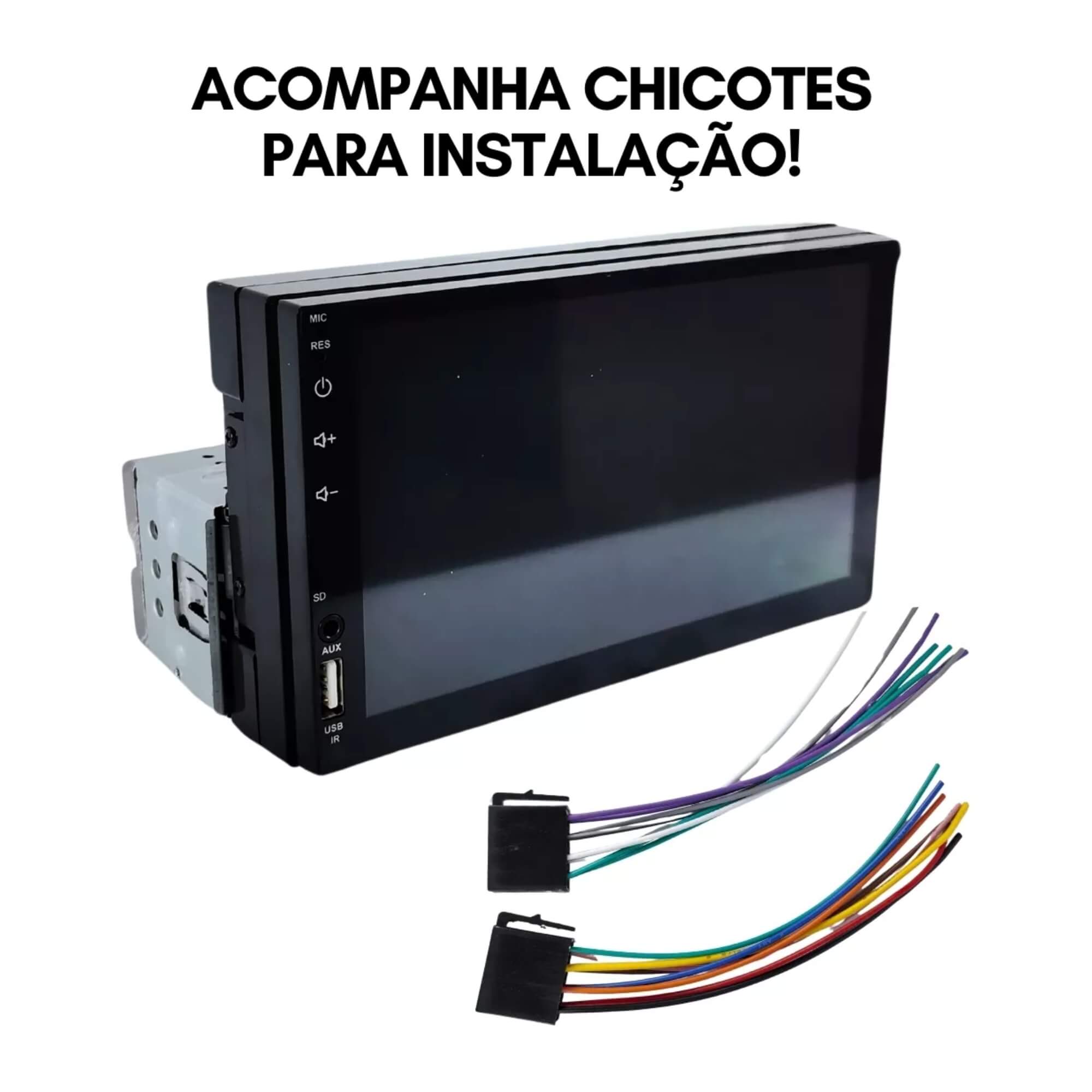 Multimídia 1 Din Mp5 7 Pol Full Touch Espelhamento Entradas USB/SD/AUX Cor Preto H-Tech - HT-2730CA