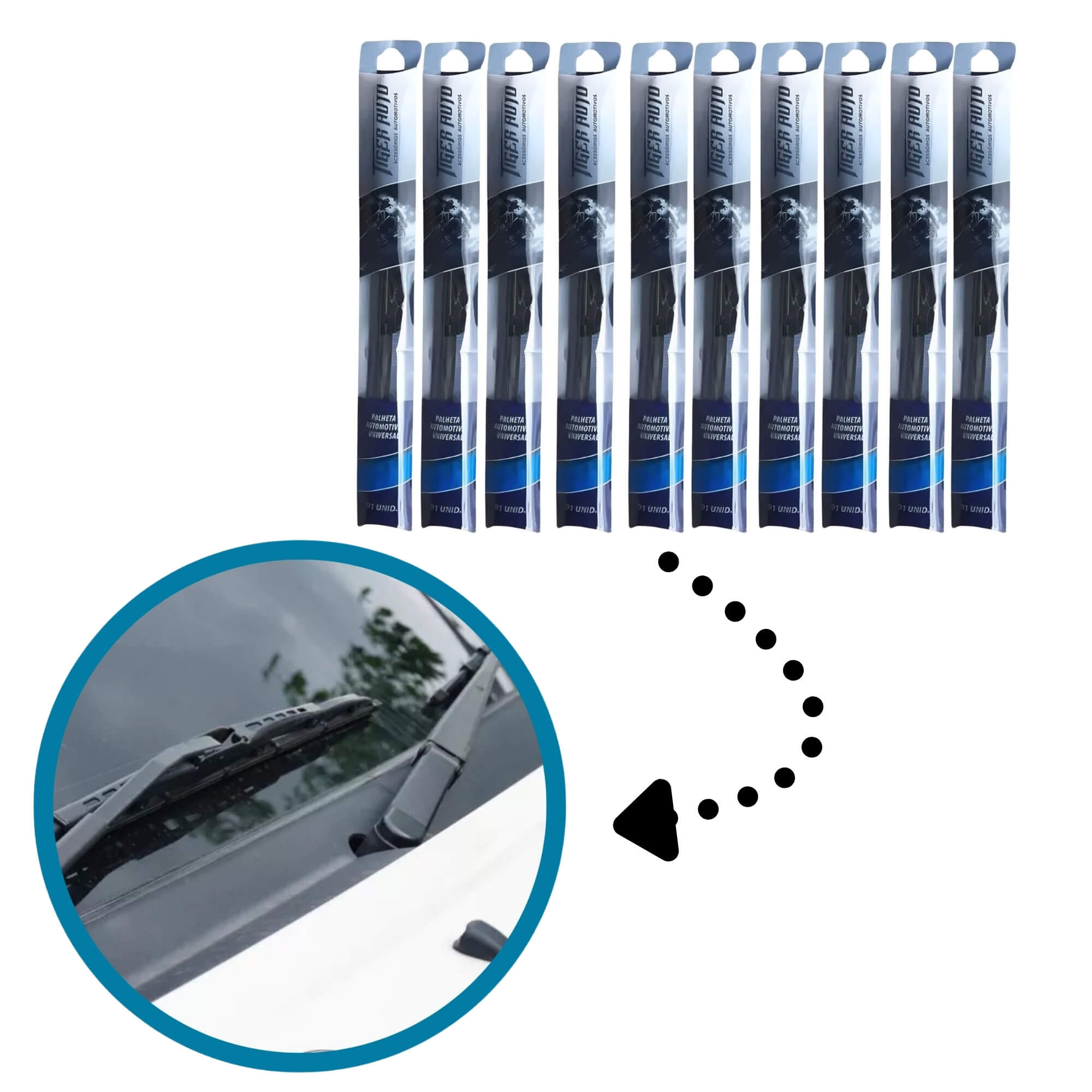 COMP Kit 10 Palhetas 20" Polegadas Universal Automotivo Para-brisa Tiger Auto - 0501020