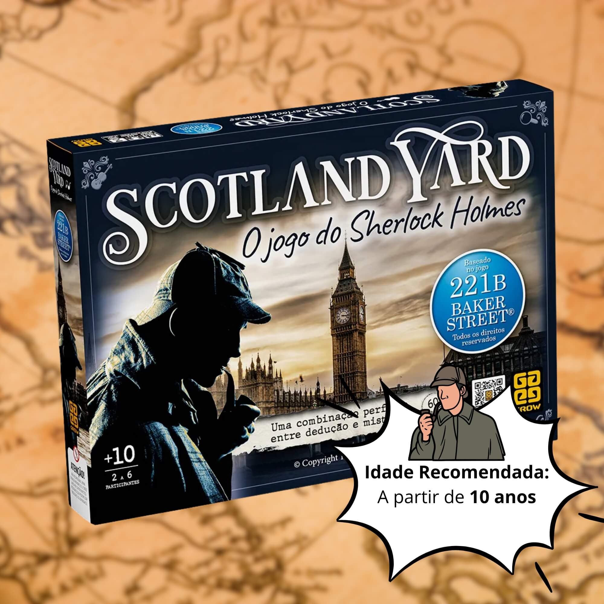 Jogo de Tabuleiro Scotland Yard Sherlock Holmes 2 a 6 Participantes Grow - 01730