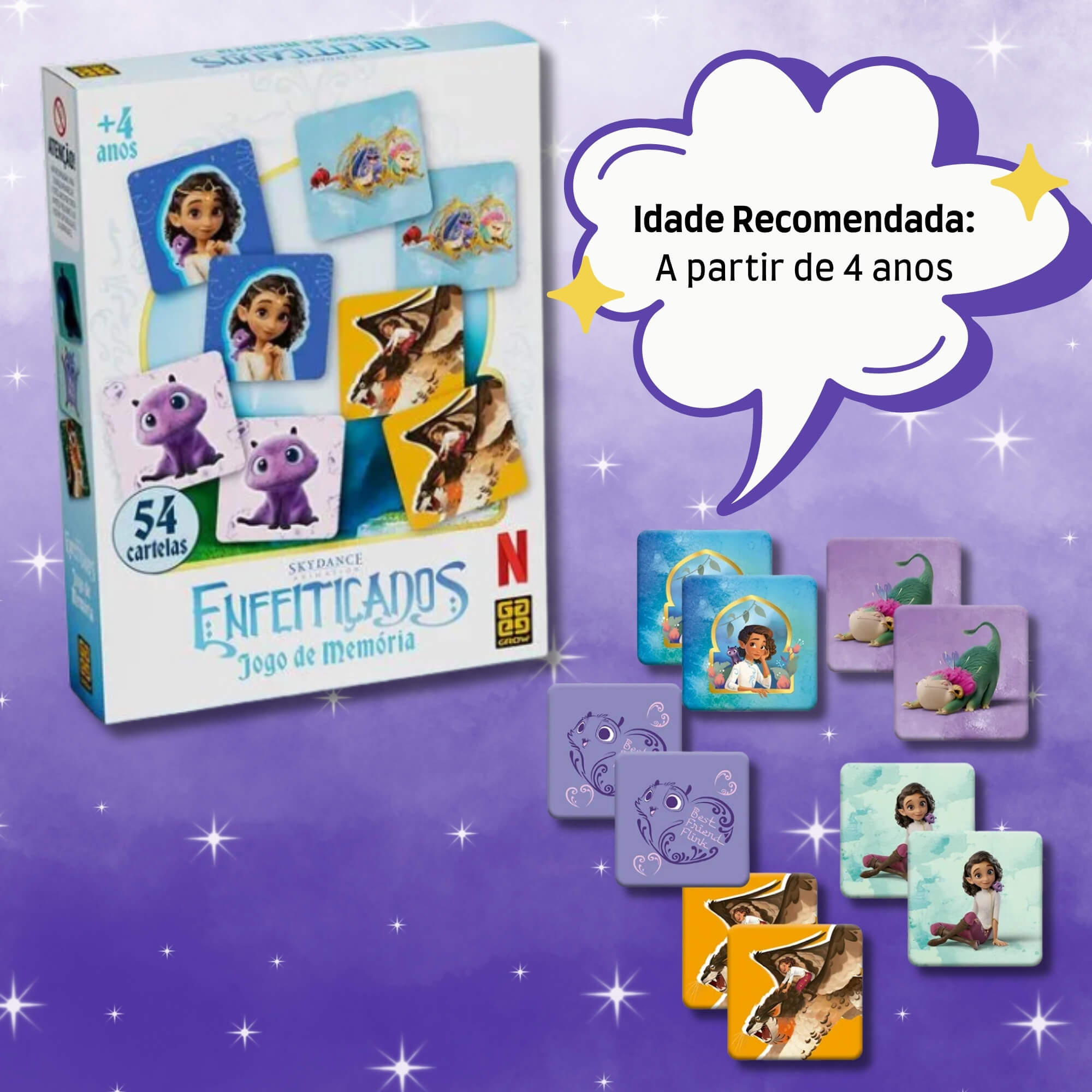 Jogo de Memória Infantil Enfeitiçados com 54 Cartelas Grow - 04750