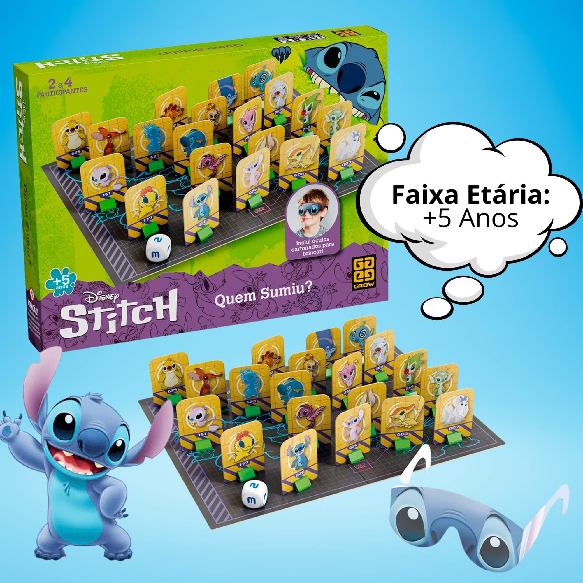 Jogo de Tabuleiro Quem Sumiu? Stitch Grow - 04615