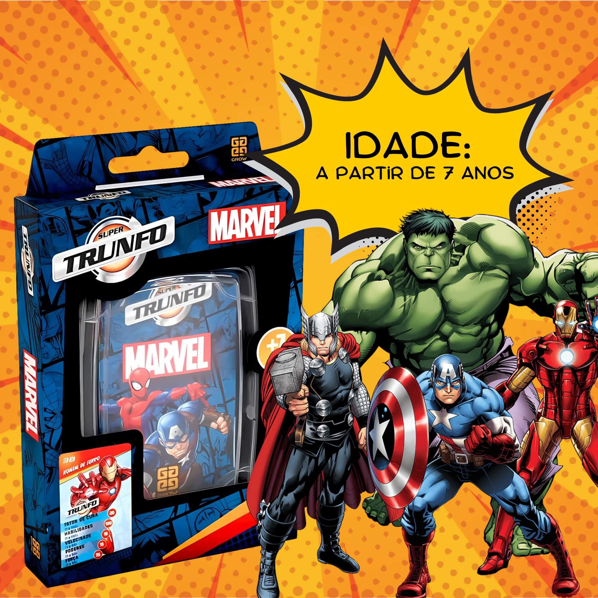Jogo Super Trunfo Marvel 32 Cartas Grow - 04736