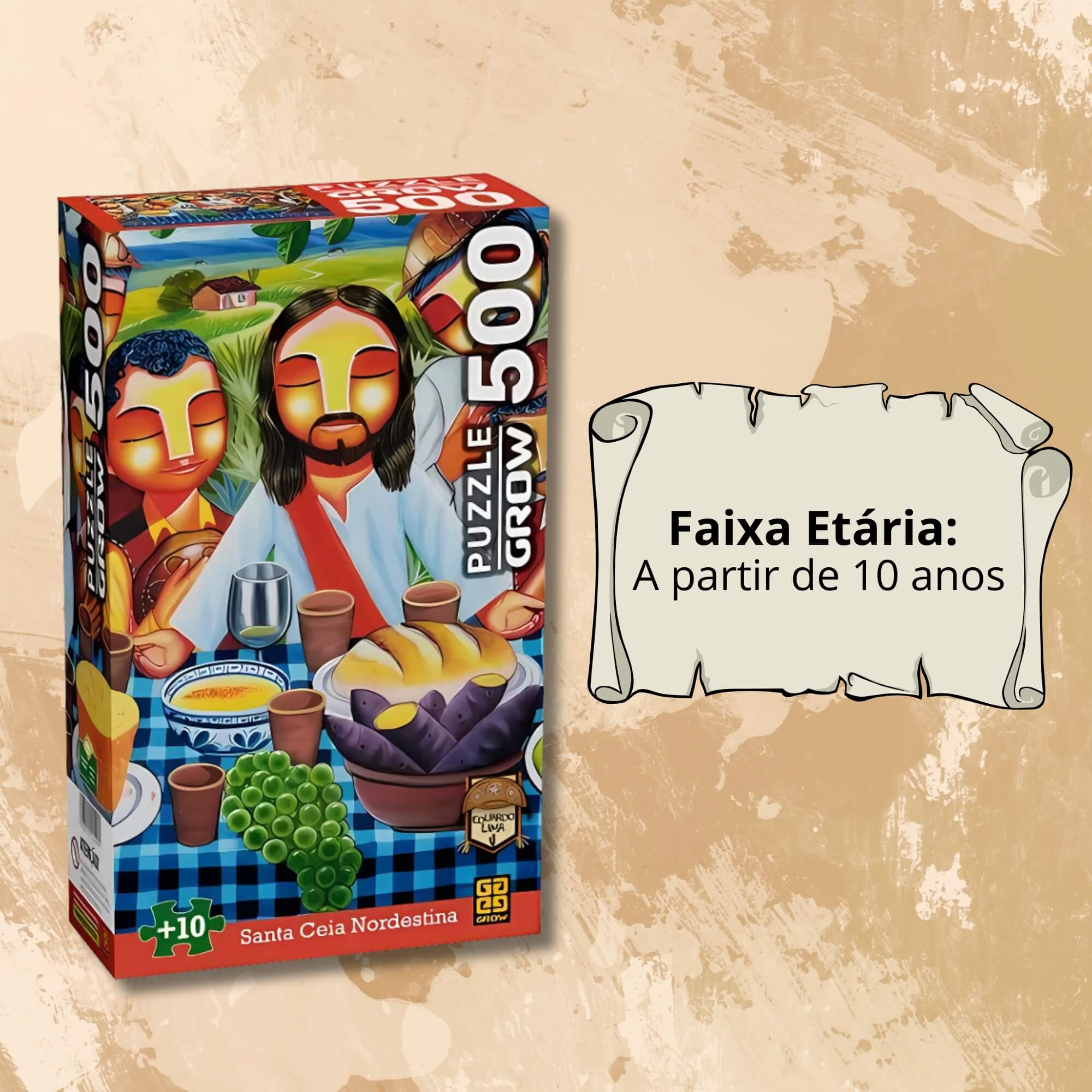 Quebra-Cabeça 500 Peças Santa Ceia Nordestina - Eduardo Lima Grow - 04599