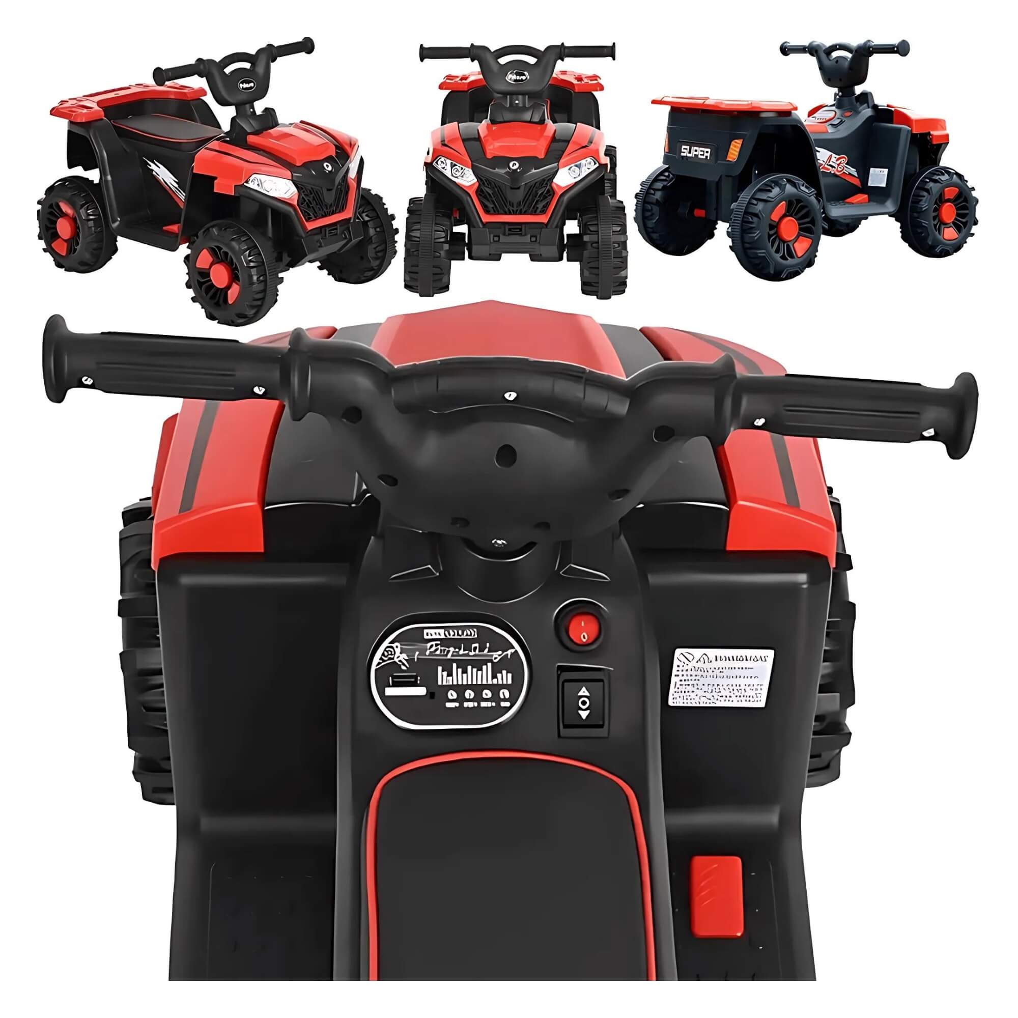 COMP Mini Quadriciclo Elétrico 6V Vermelho Zippy Toys + Kit de Proteção Infantil Unissex