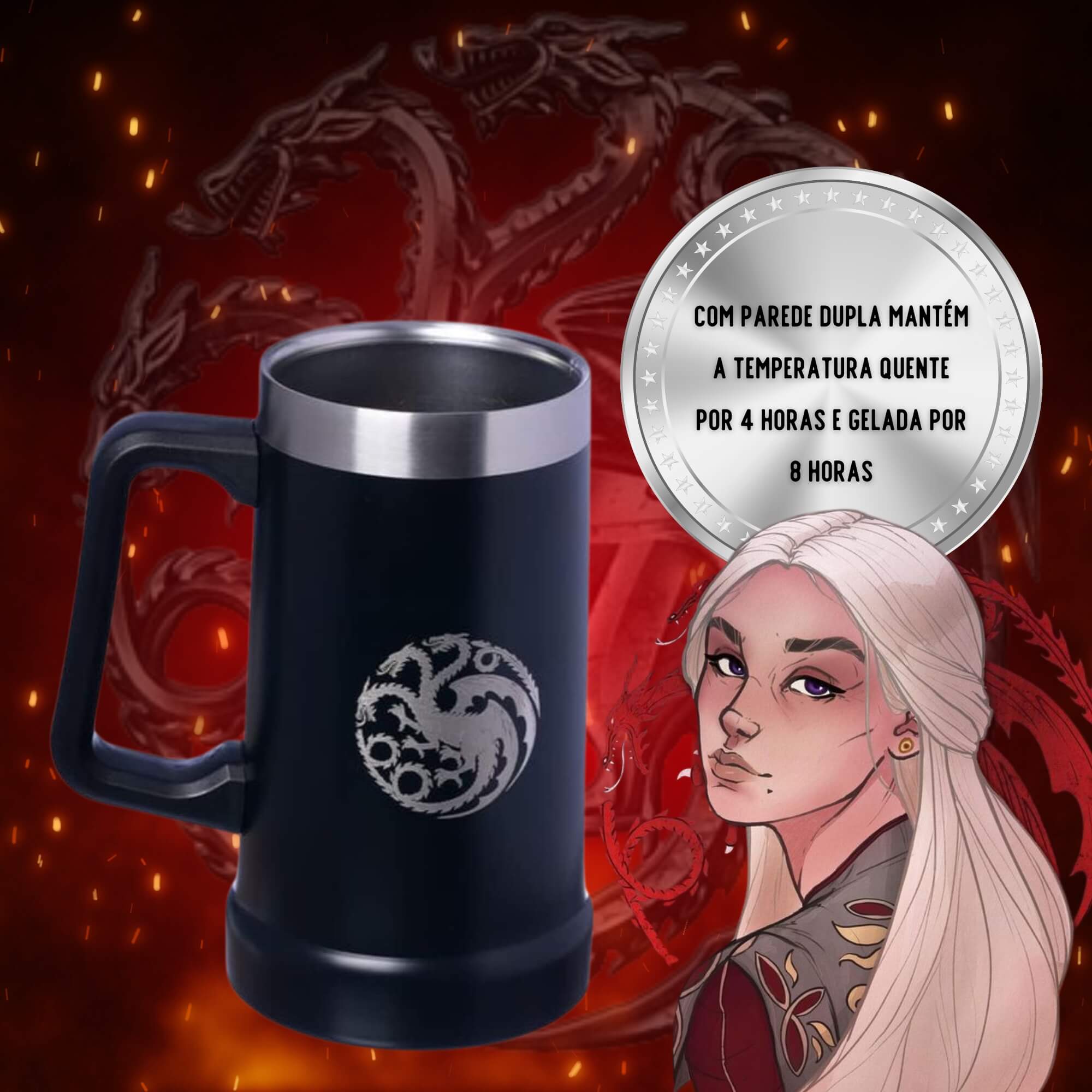 Caneca Térmica House of the Dragon 730ml Zona Criativa - 10024741