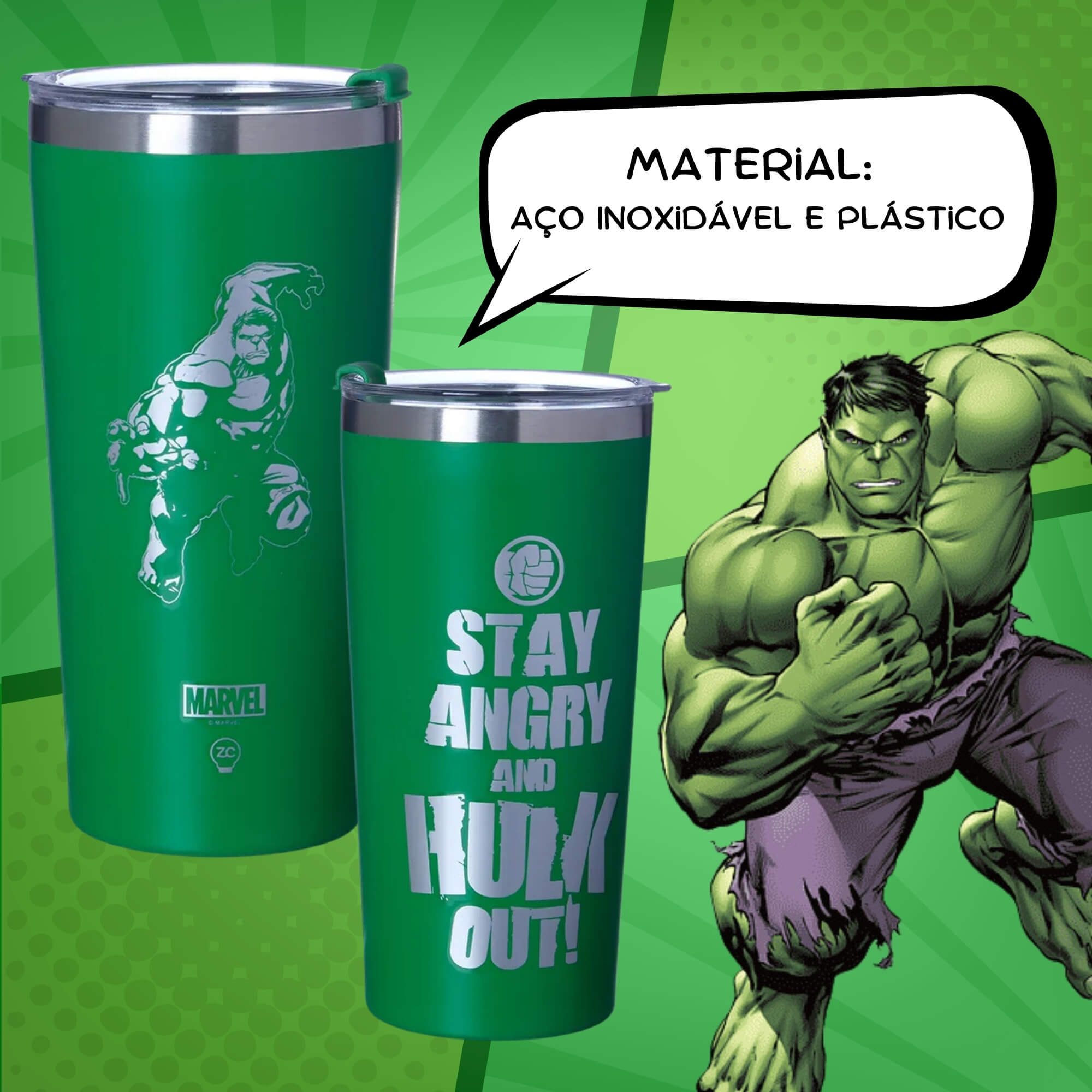 Copo Térmico Hulk Marvel 500ml Zona Criativa - 10025233