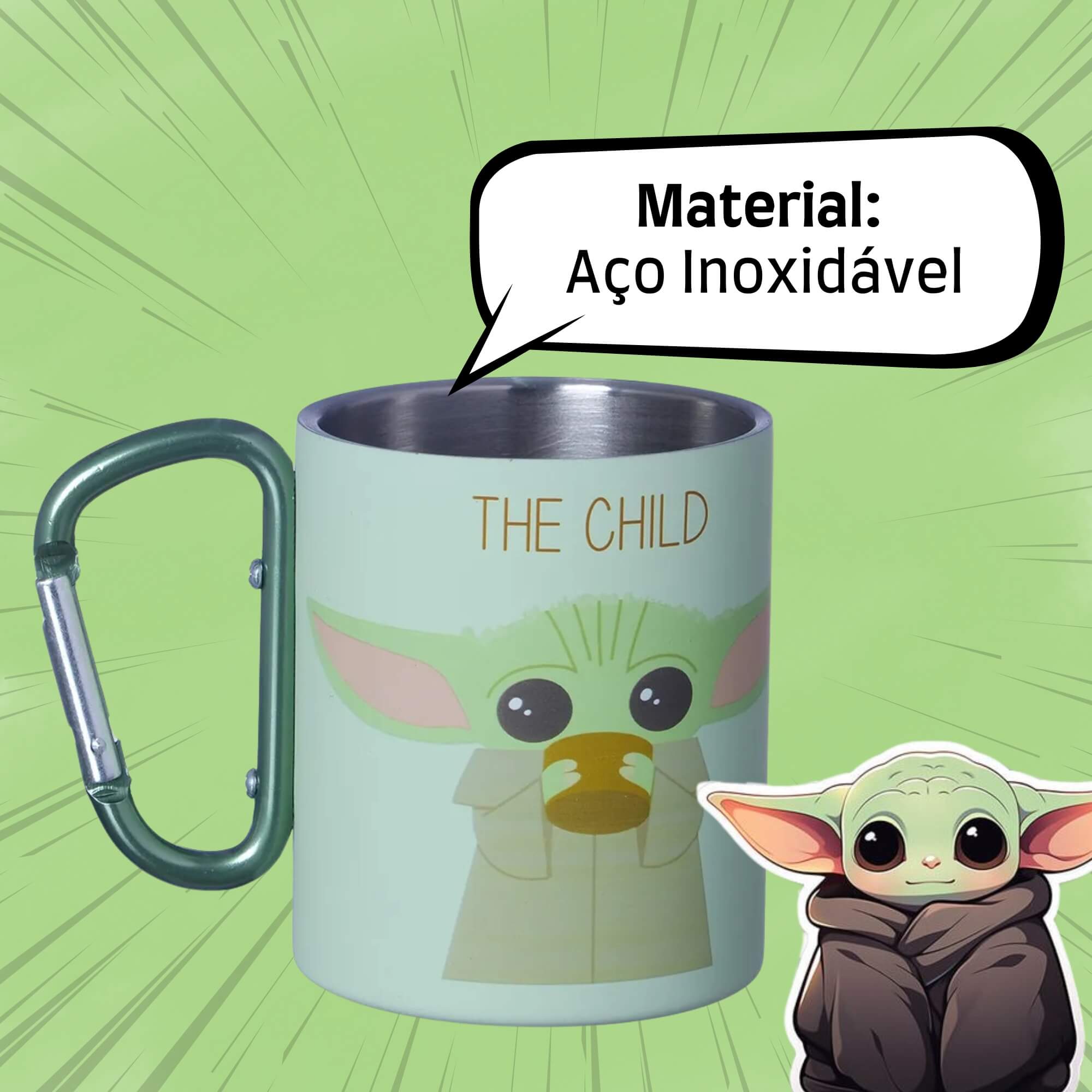 Caneca Mosquetão Baby Yoda 300ml The Mandalorian Zona Criativa - 10025288