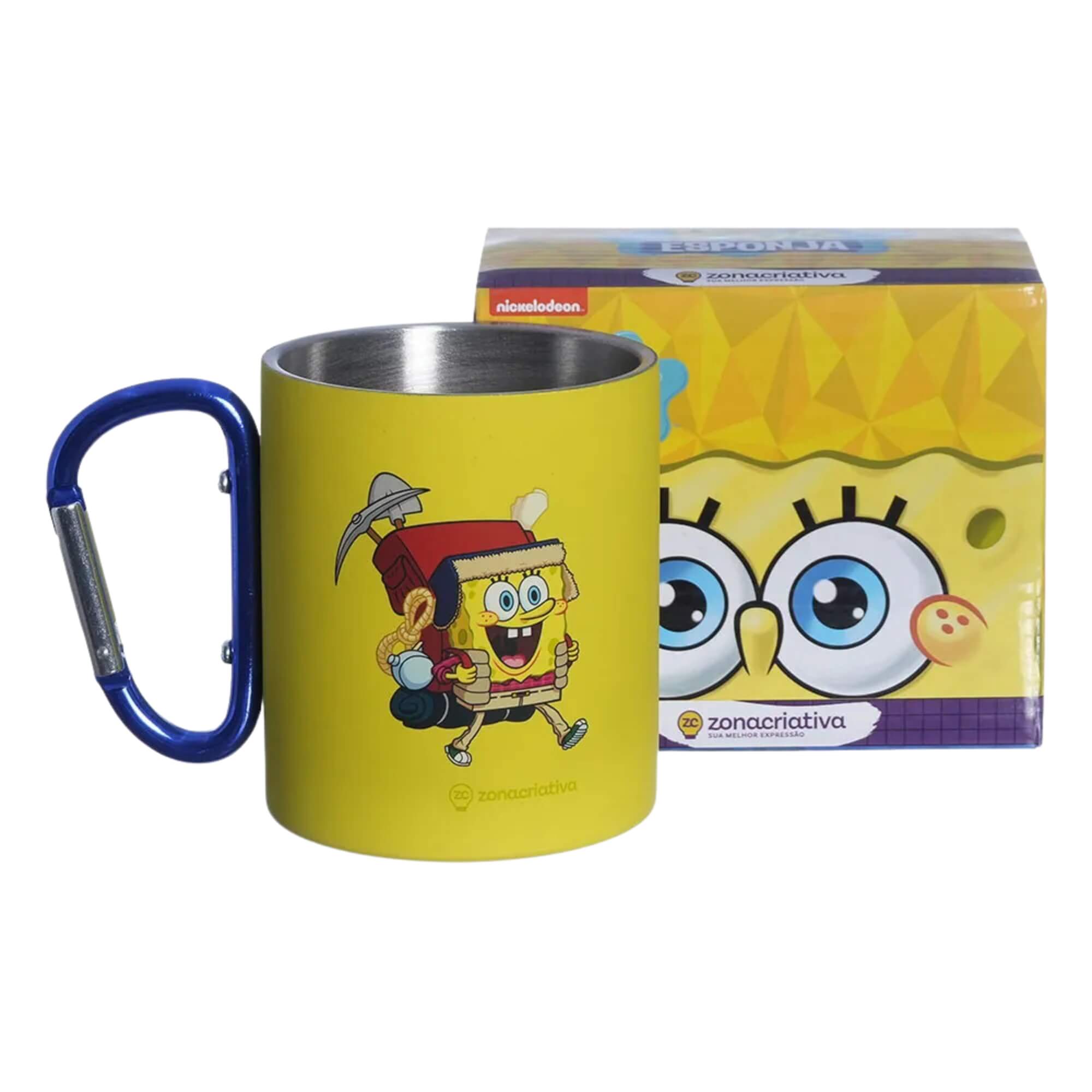 Caneca Mosquetão Bob Esponja 300ml Zona Criativa - 10025880