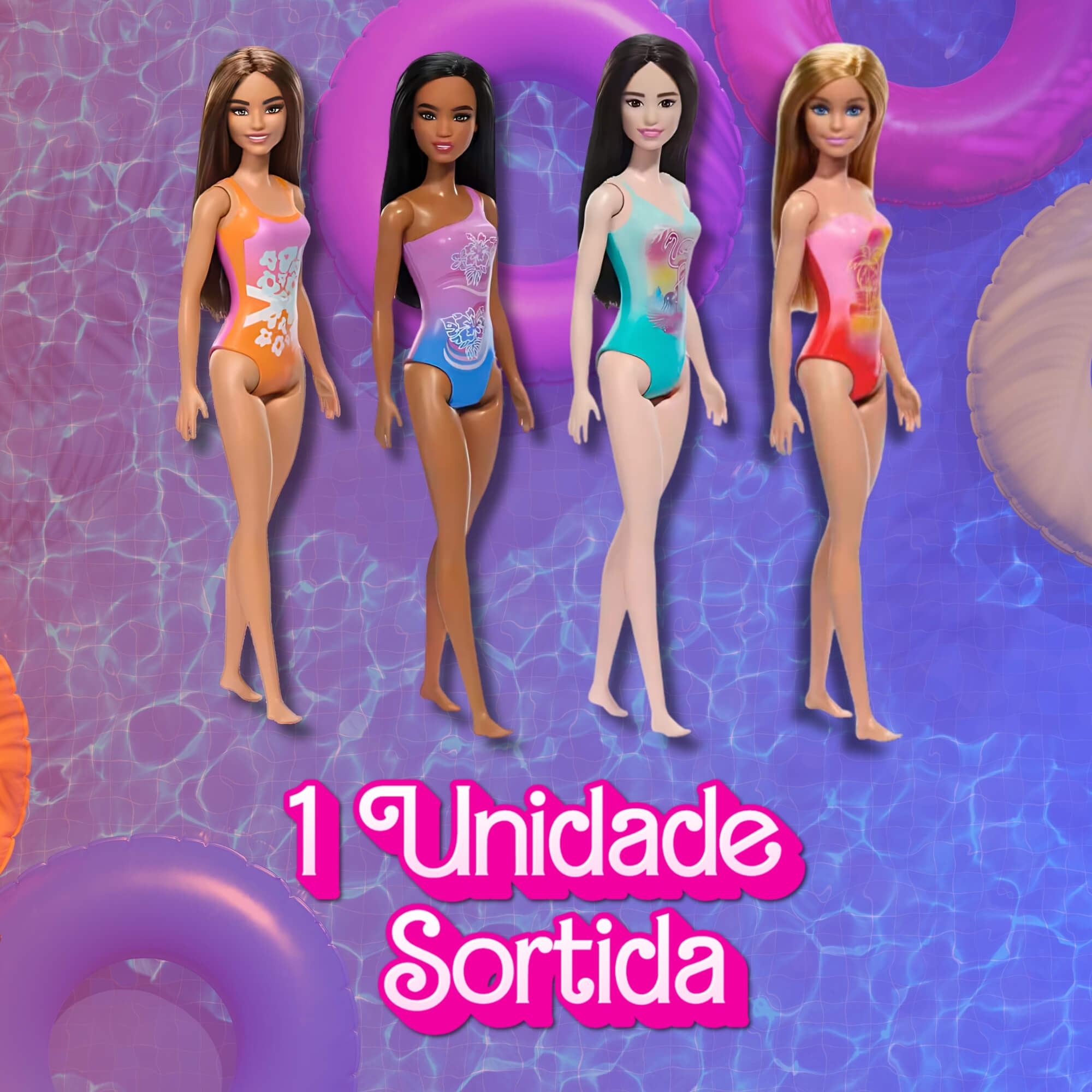 Barbie Fashion & Beauty Boneca Praia com Maiô 1 Unidade Sortida DWJ99 Mattel - 103801