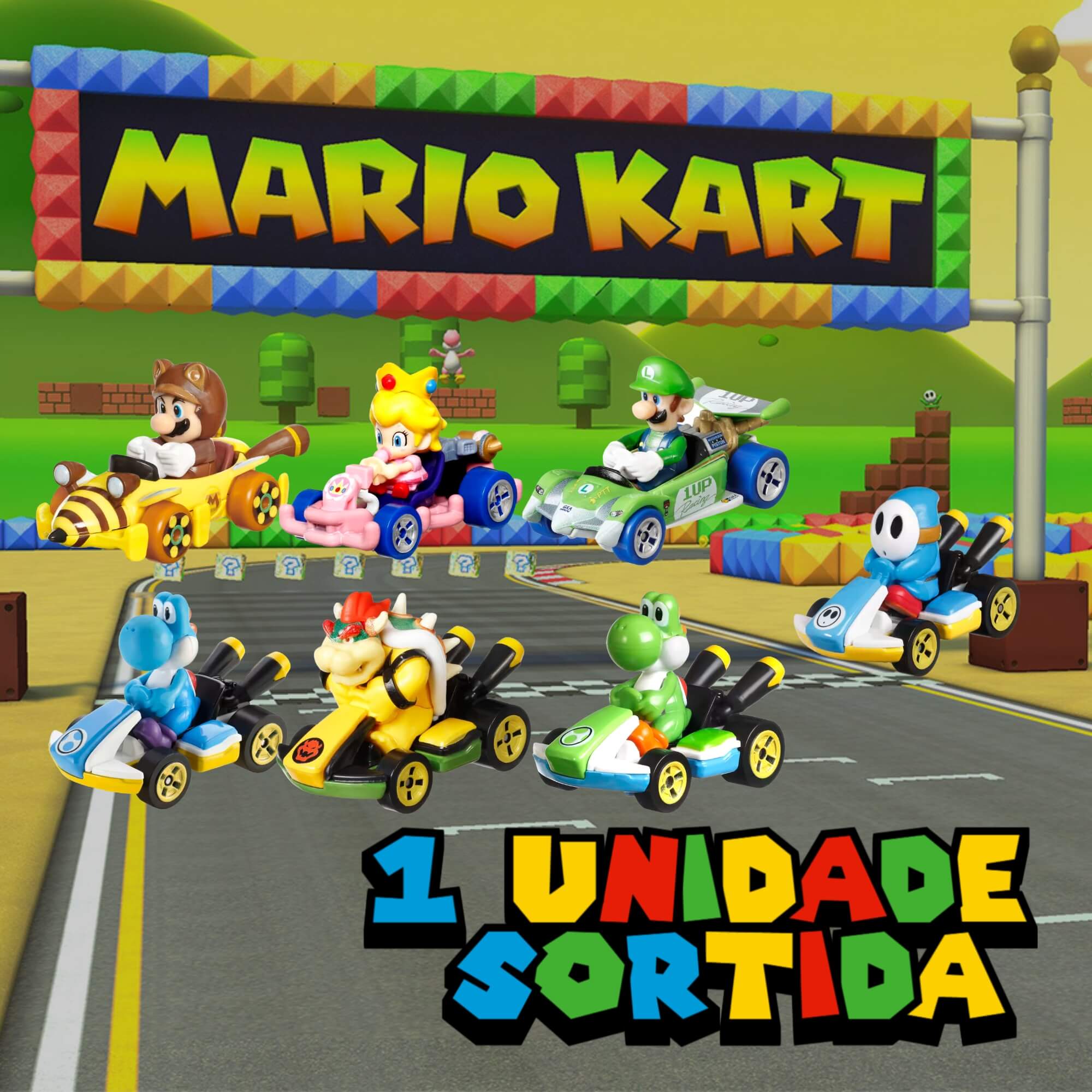 Hot Wheels Mario Kart Colecionável 1 Unidade Sortida Escala 1:64 GBG25 Mattel - 079823