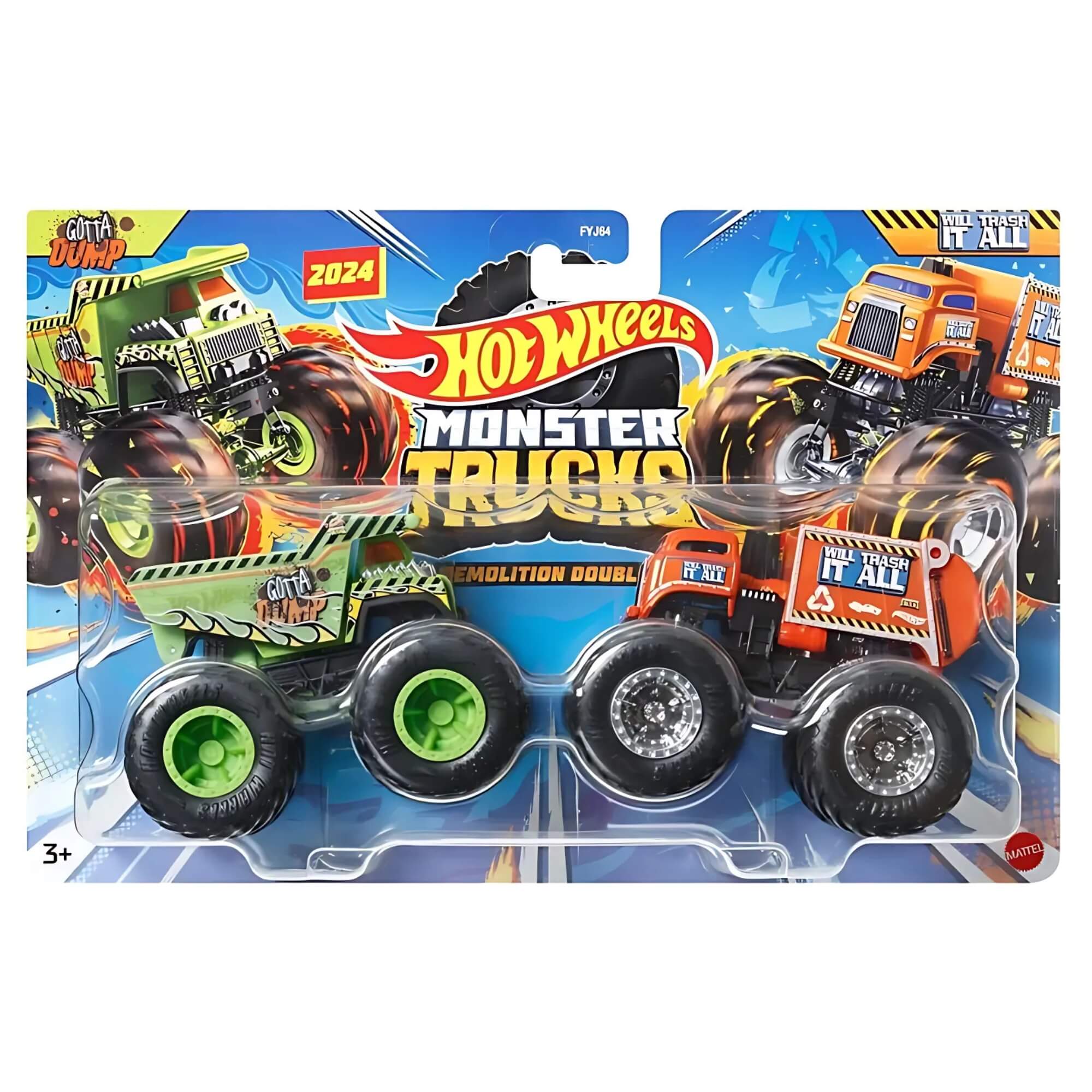 Hot Wheels Monster Trucks Escala 1:64 1 Pack com 2 Carrinhos Sortidos Mattel FYJ64 - 079821
