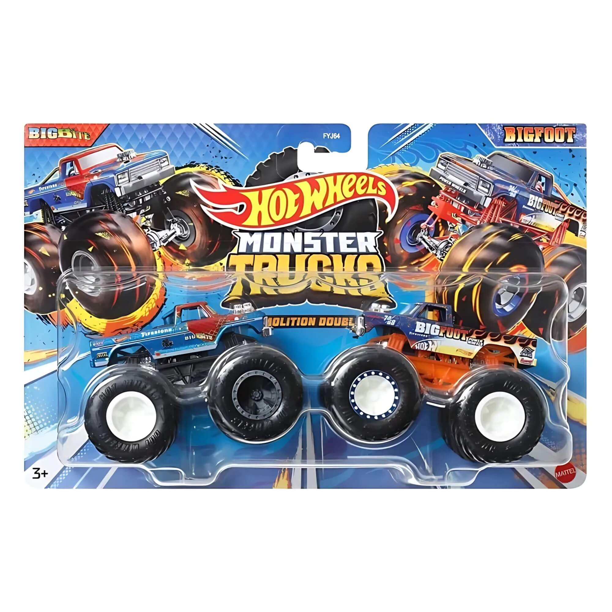 Hot Wheels Monster Trucks Escala 1:64 1 Pack com 2 Carrinhos Sortidos Mattel FYJ64 - 079821