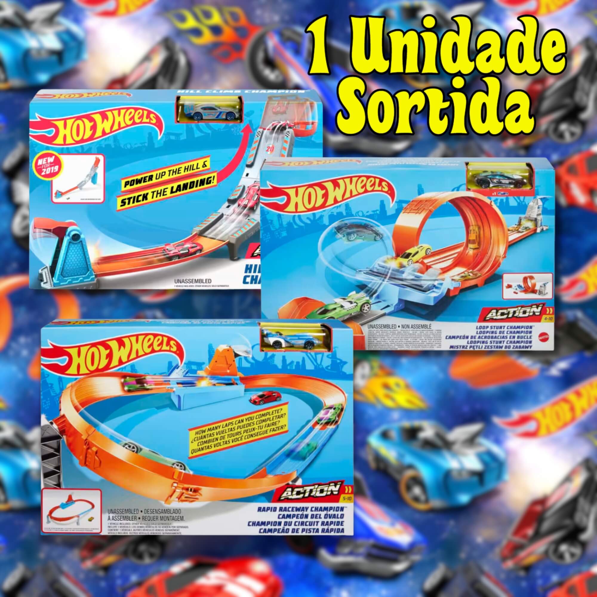 Hot Wheels Pista Action Campeonato 1 Unidade Sortida GBF81 Mattel - 076608