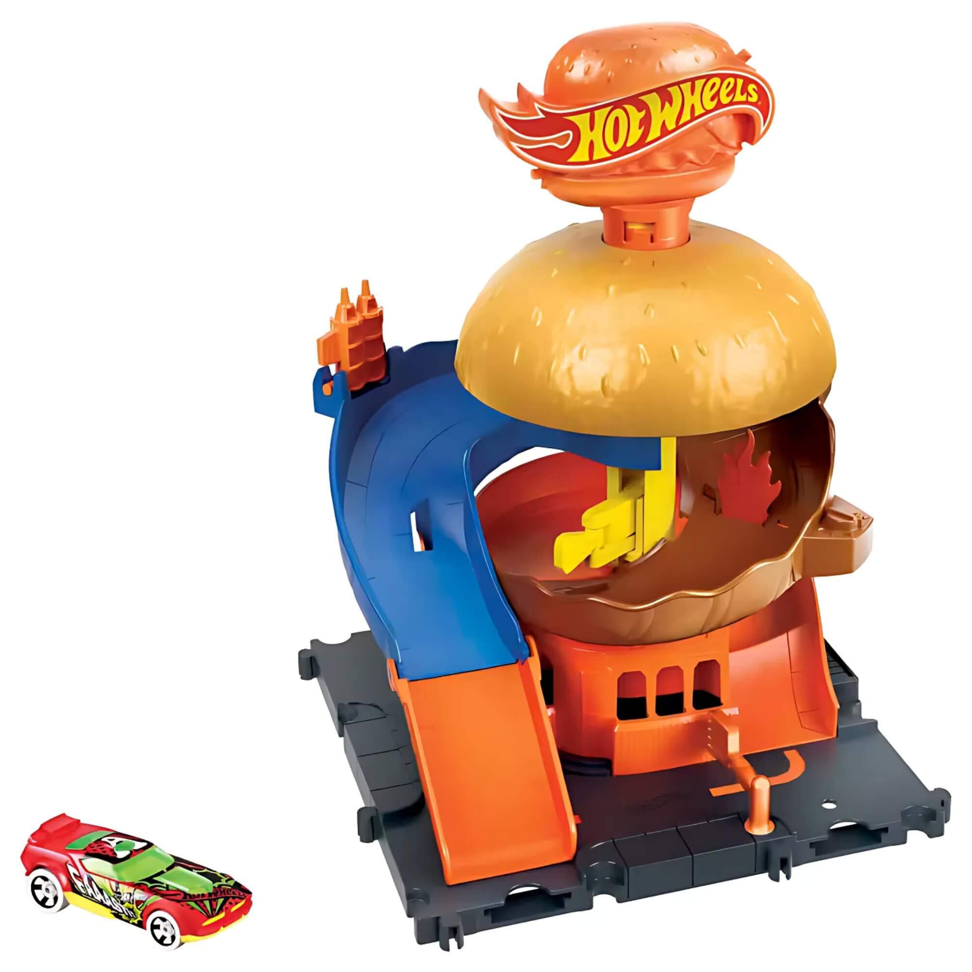 Hot Wheels Pista City Downtown Hamburgueria com 1 Carrinho Mattel HDR26 - 099001