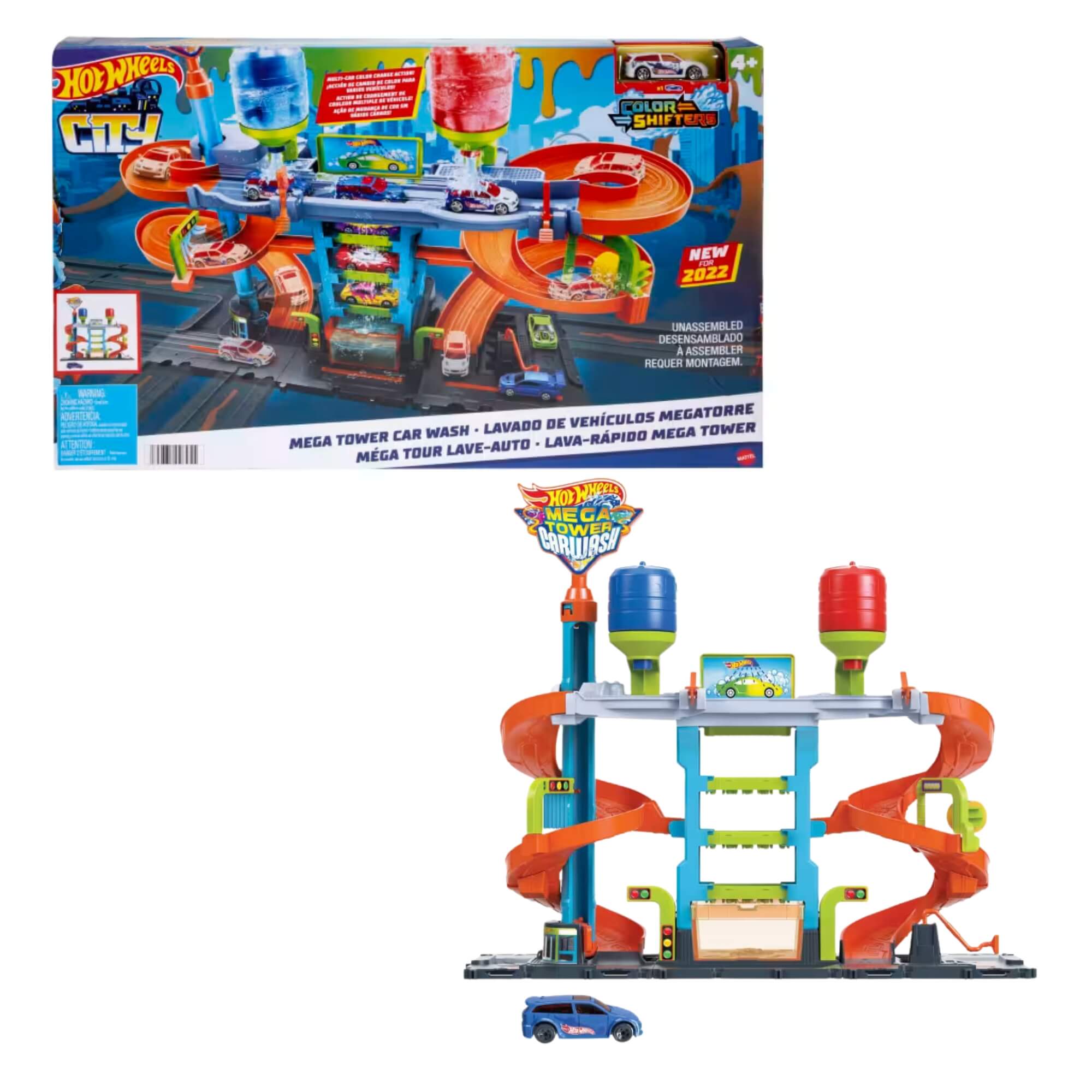 Hot Wheels Pista City Lava Rápido Mega Torre Colorsh com 1 Carrinho Mattel HDP05 - 099311