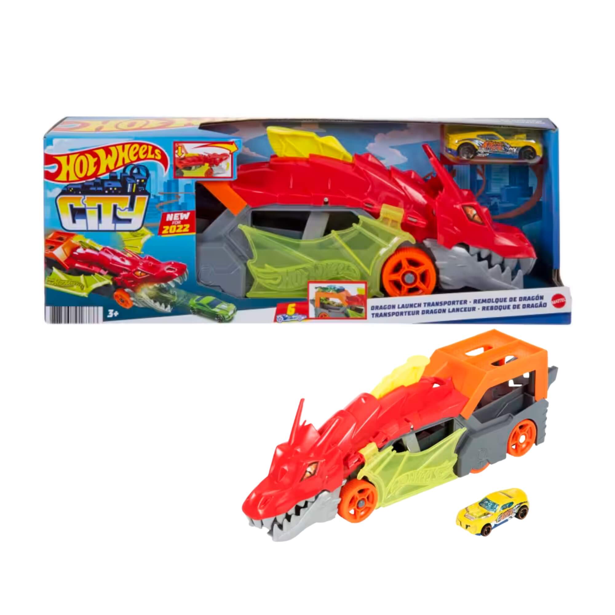 Hot Wheels City Pista de Brinquedo Reboque de Dragão GTK42 Mattel - 098922