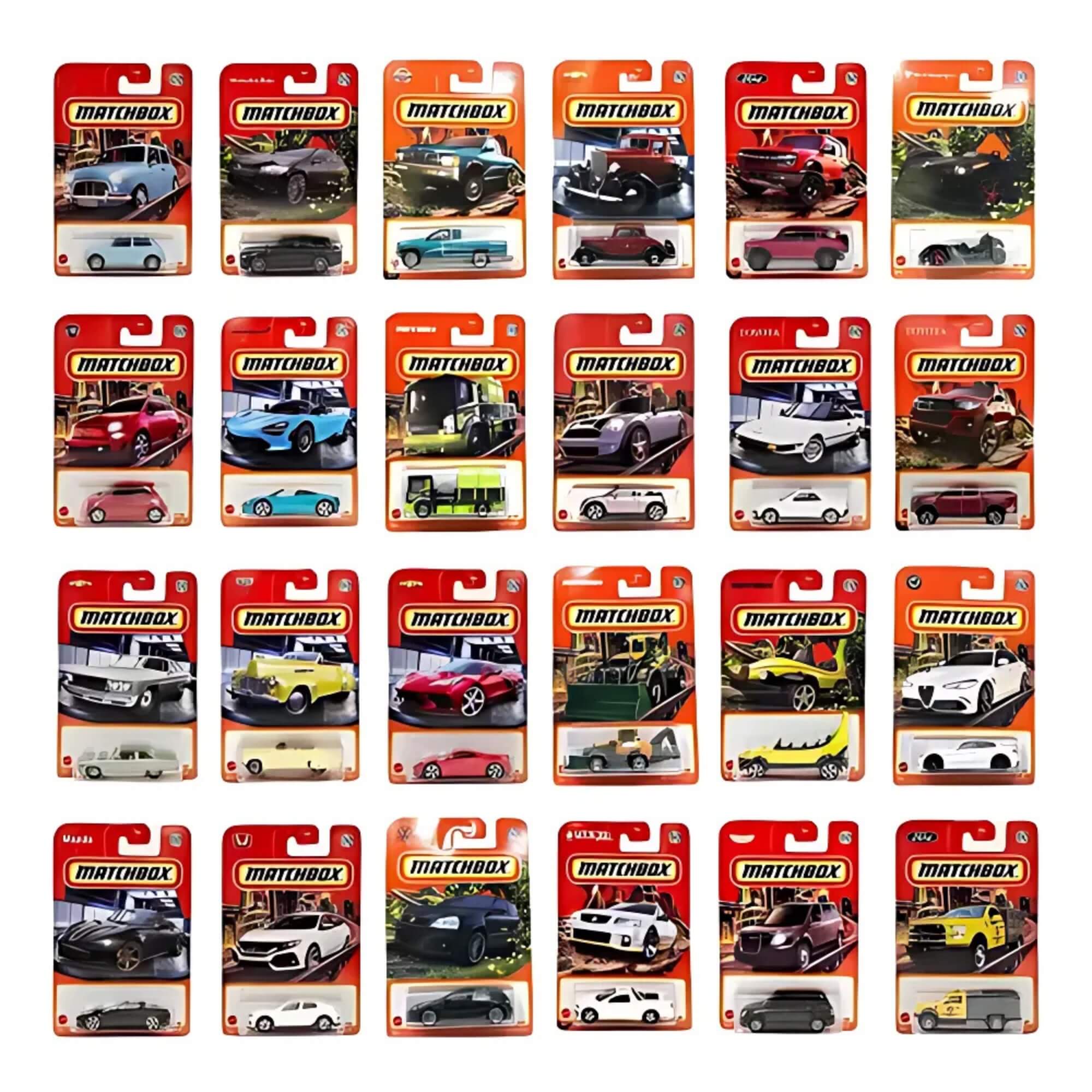 Carrinho Brinquedo Matchbox Veículo Básico Sortido Caixa com 24 Unidades Mattel - 099900