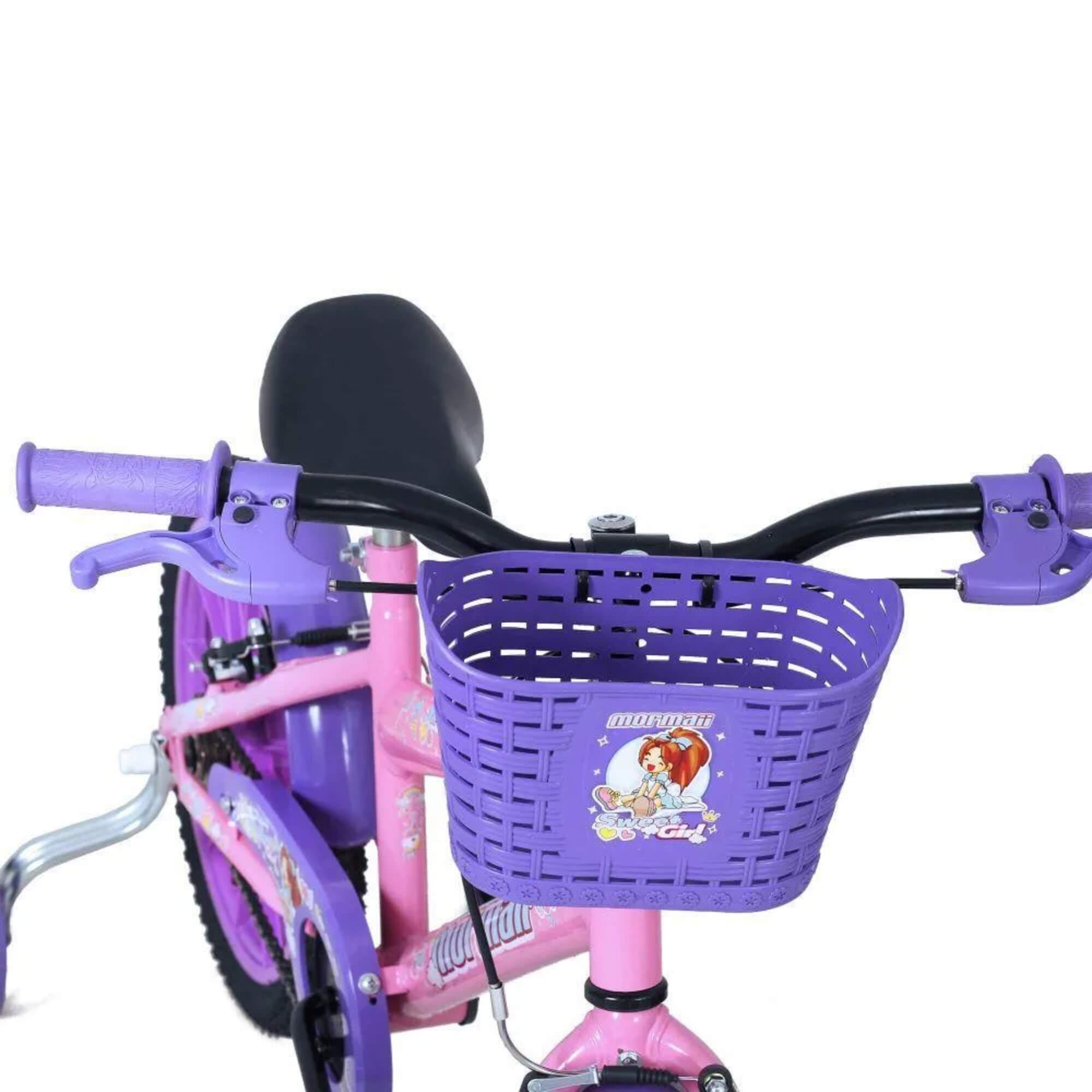 Bicicleta Infantil Aro 16 PP Sweet Girl C23 com Cesta V-Brake Rosa Mormaii - 2010701040701-057