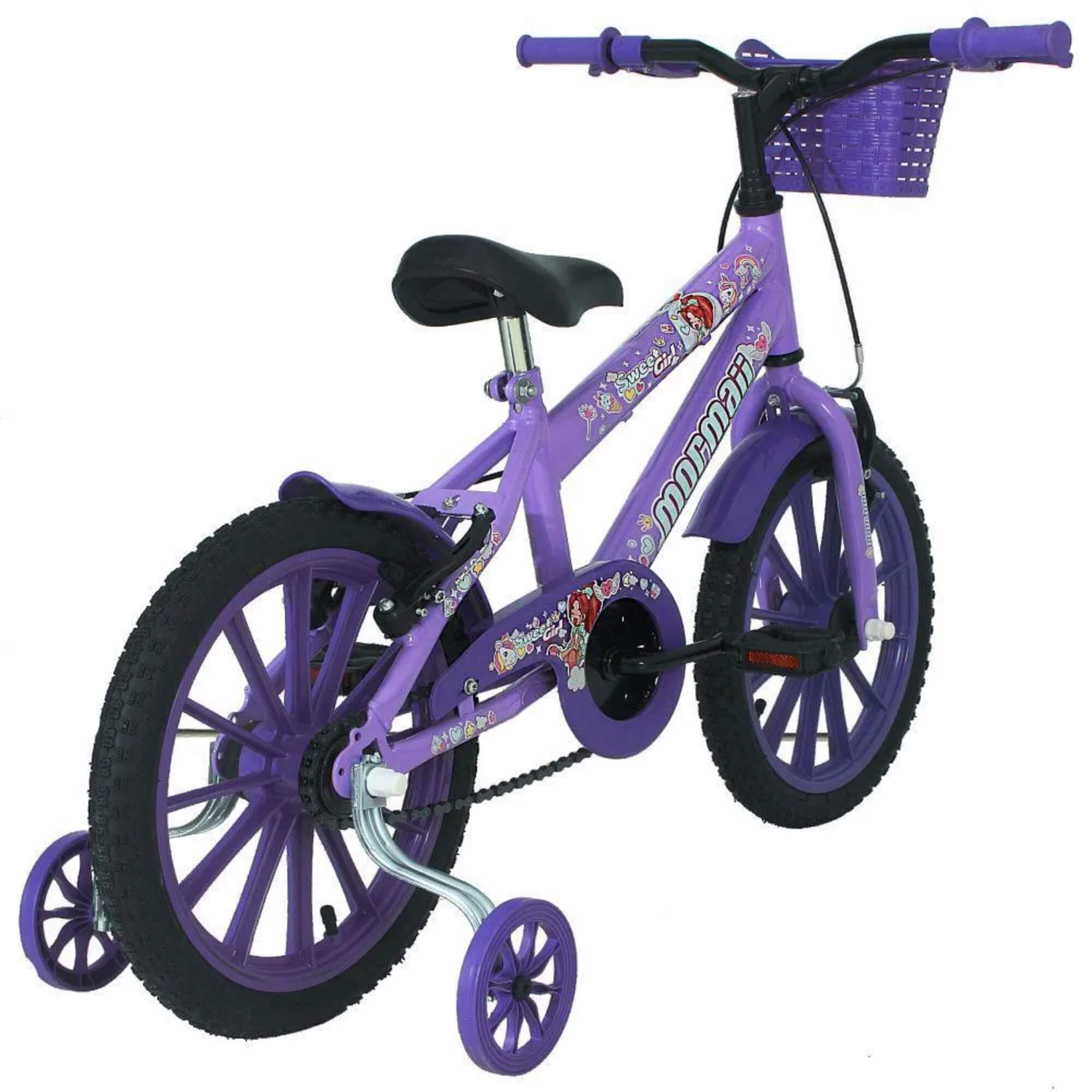 Bicicleta Infantil Feminina Aro 16 Sweet Girl V-Brake 1V Lilás Mormaii - 2010701040701-056