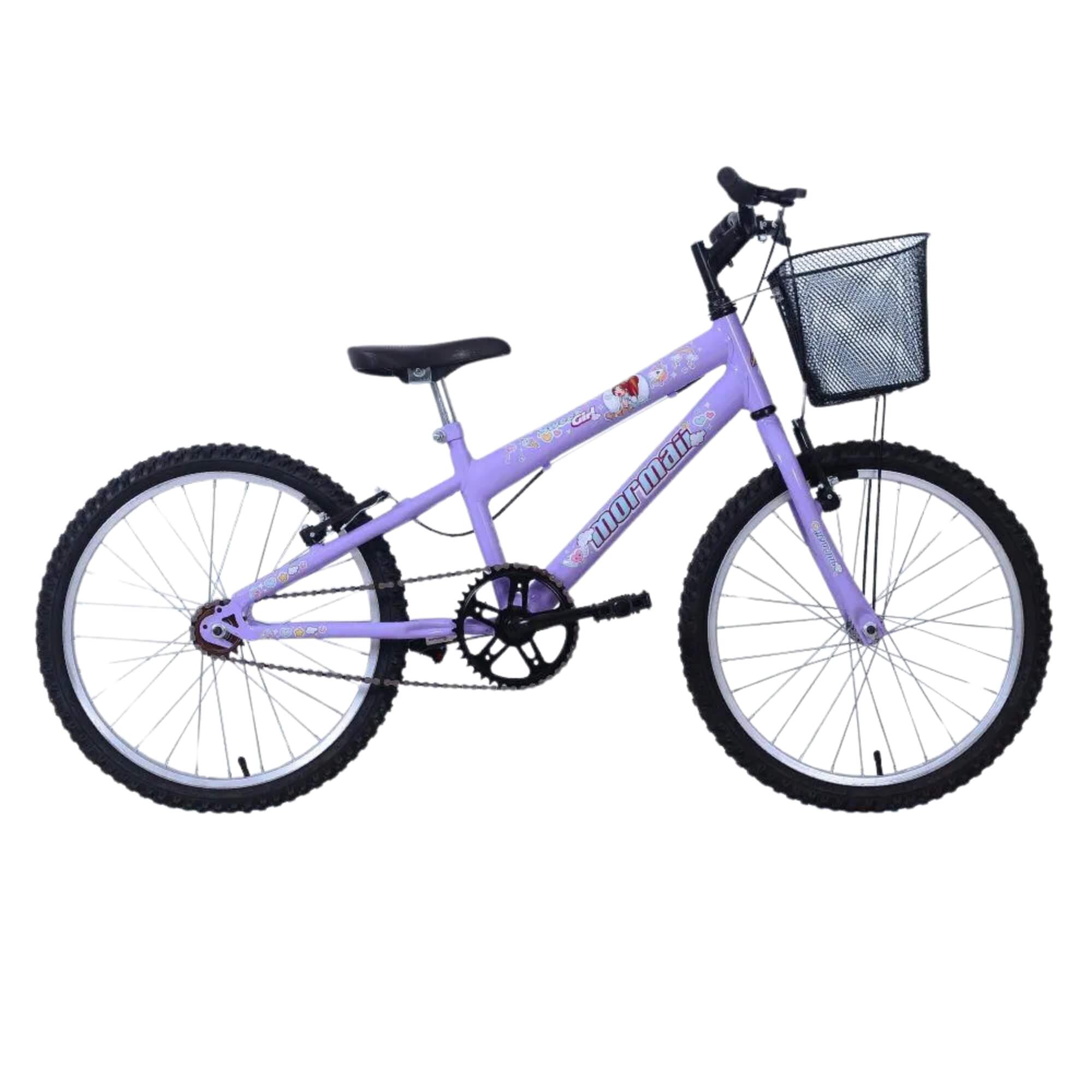Bicicleta Infantil Aro 20 Sweet Girl C23 com Cesta V-Brake Lilás Mormaii - 2010201040701-056