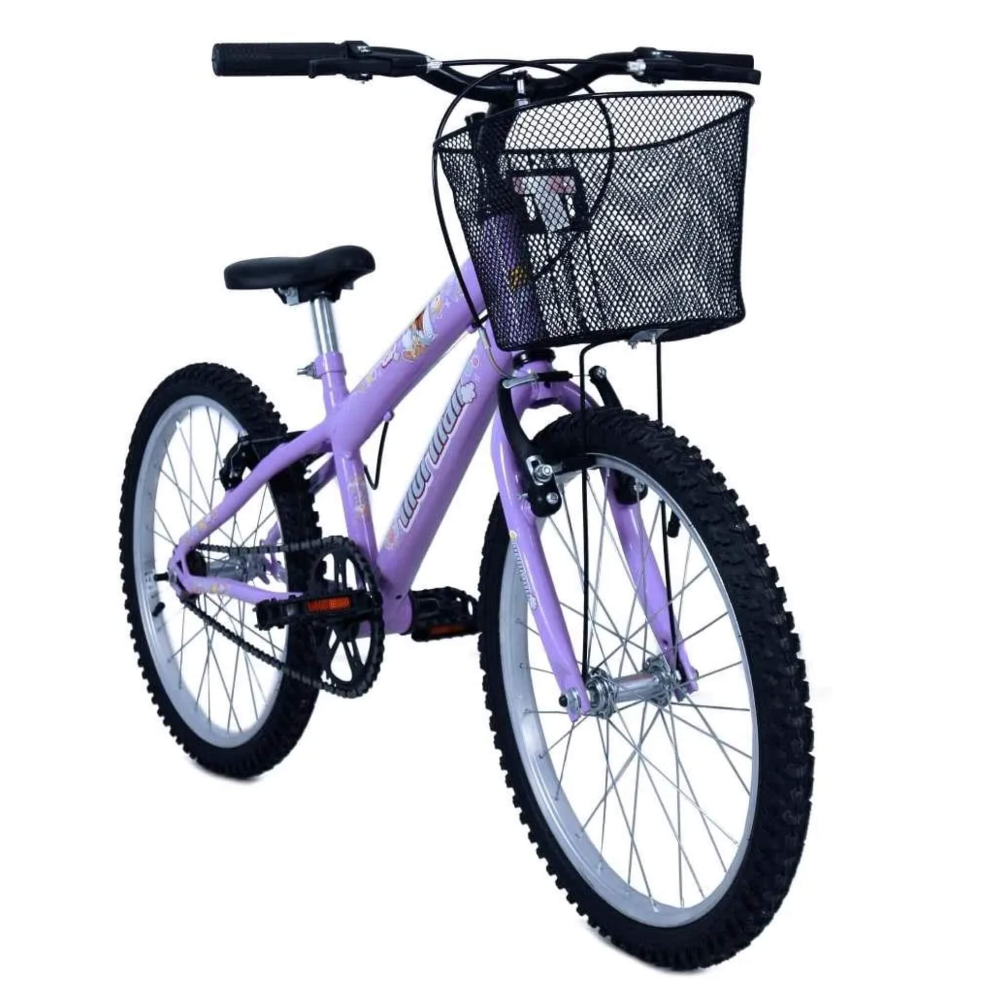 Bicicleta Infantil Aro 20 Sweet Girl C23 com Cesta V-Brake Lilás Mormaii - 2010201040701-056