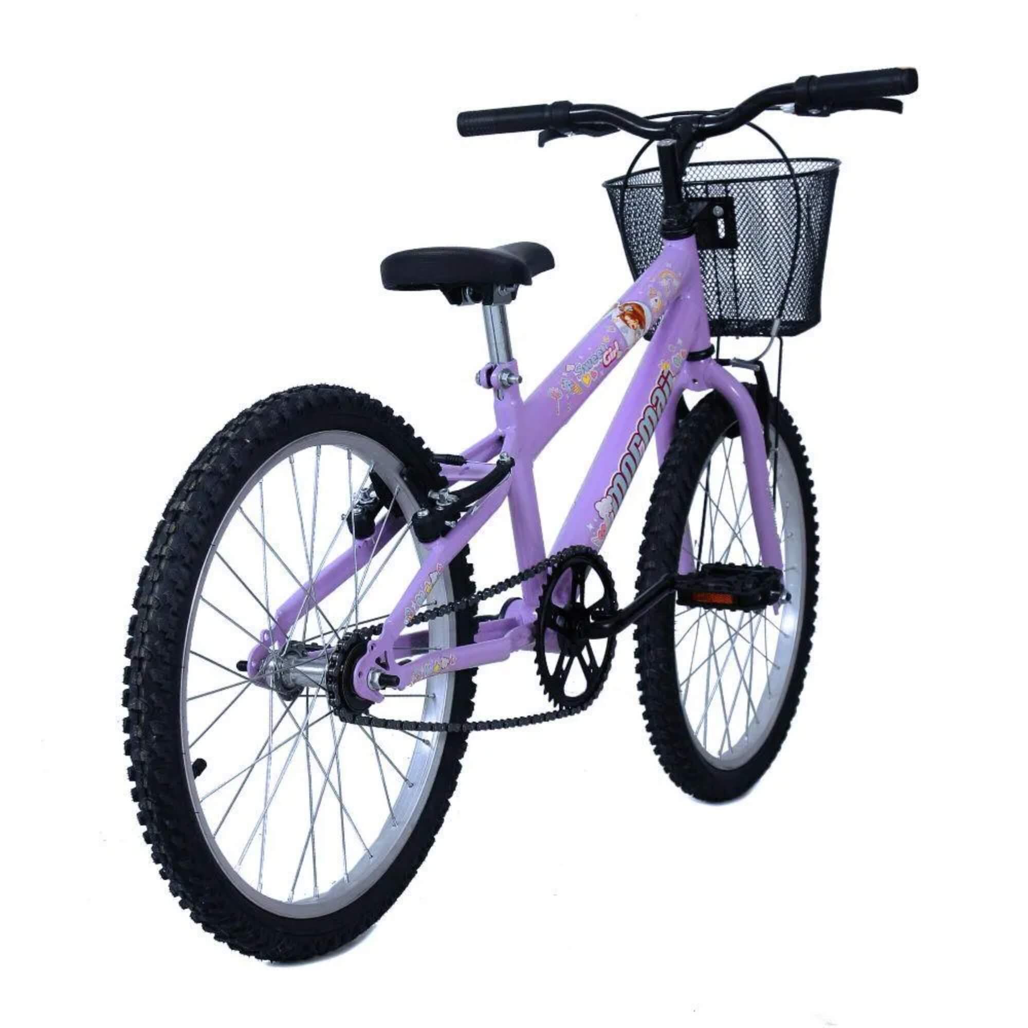 Bicicleta Infantil Aro 20 Sweet Girl C23 com Cesta V-Brake Lilás Mormaii - 2010201040701-056