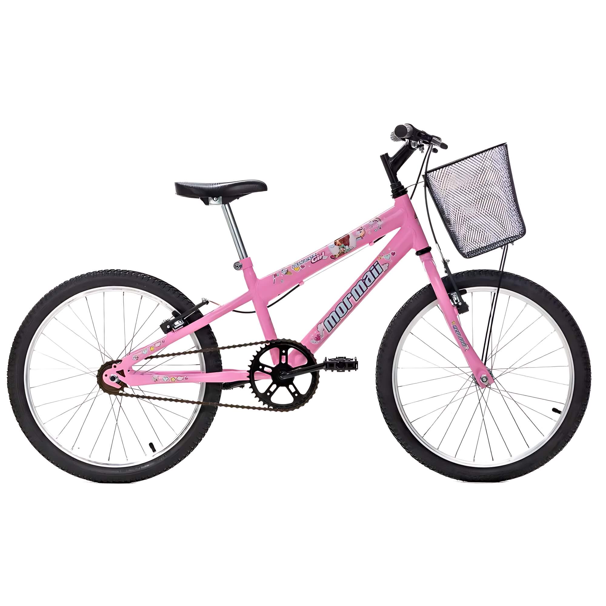 Bicicleta Aro 20 Sweet Girl MTB 1V com Cesta C23 Rosa Mormaii - 2010201040701-057