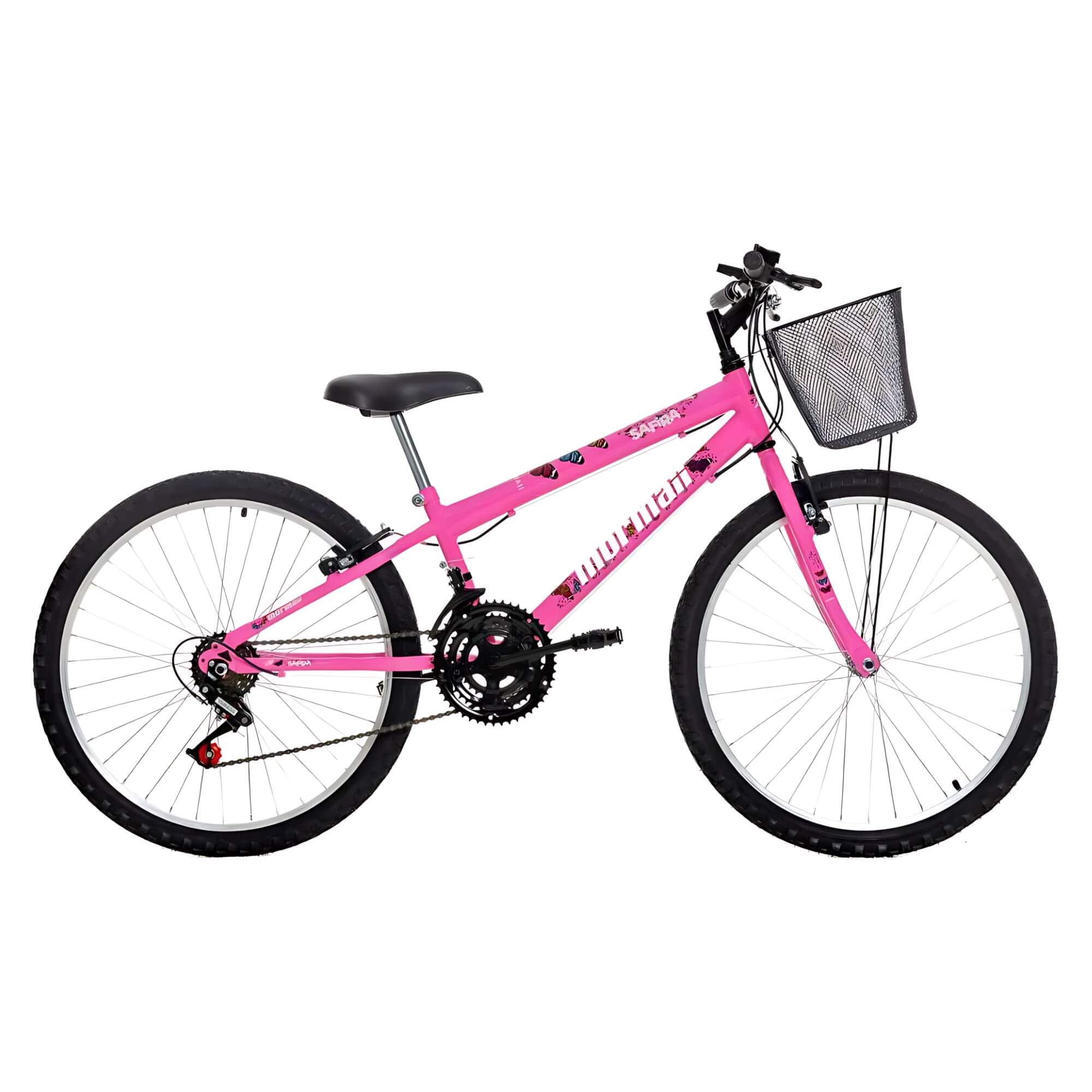 Bicicleta Aro 24 Safira MTB V-Brake 18V Rosa Chicle Mormaii - 2020301271301-069