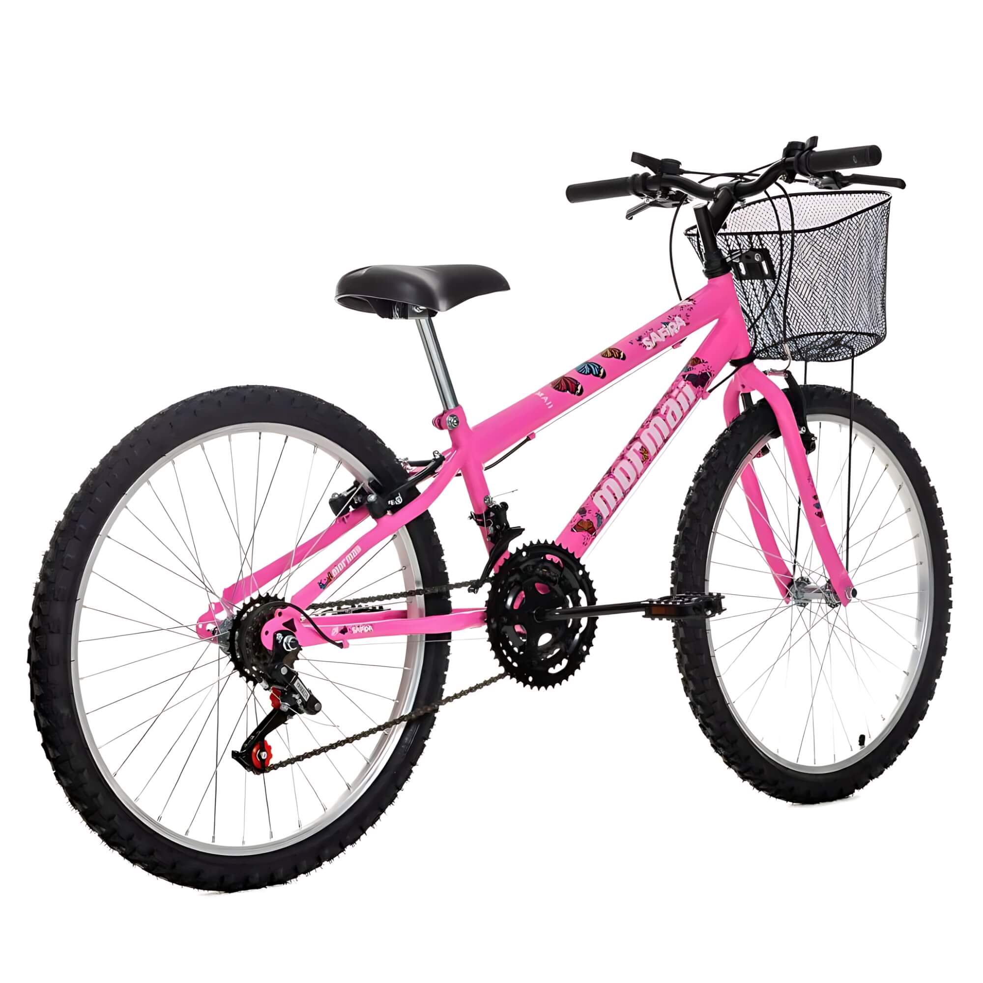 Bicicleta Aro 24 Safira MTB V-Brake 18V Rosa Chicle Mormaii - 2020301271301-069