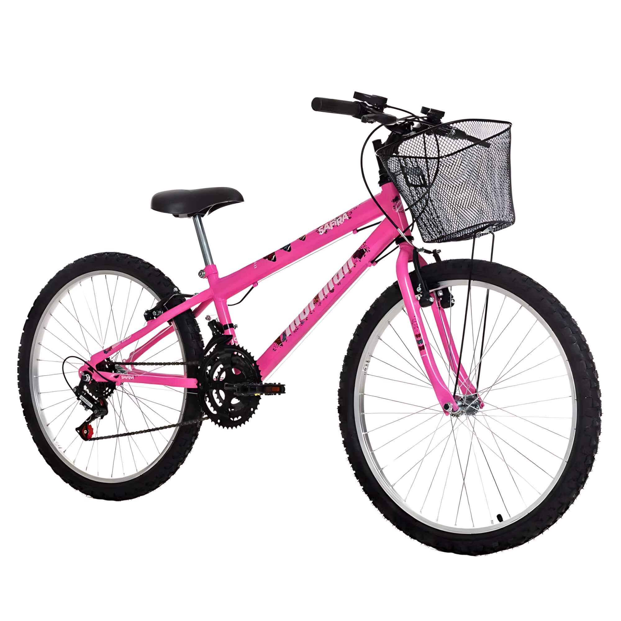Bicicleta Aro 24 Safira MTB V-Brake 18V Rosa Chicle Mormaii - 2020301271301-069