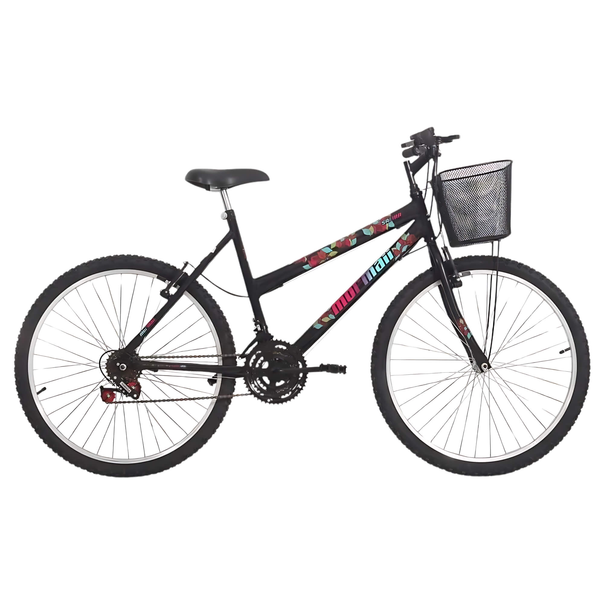 Bicicleta Aro 26 Safira Preta com Cesta Mormaii - 2020401241301-021