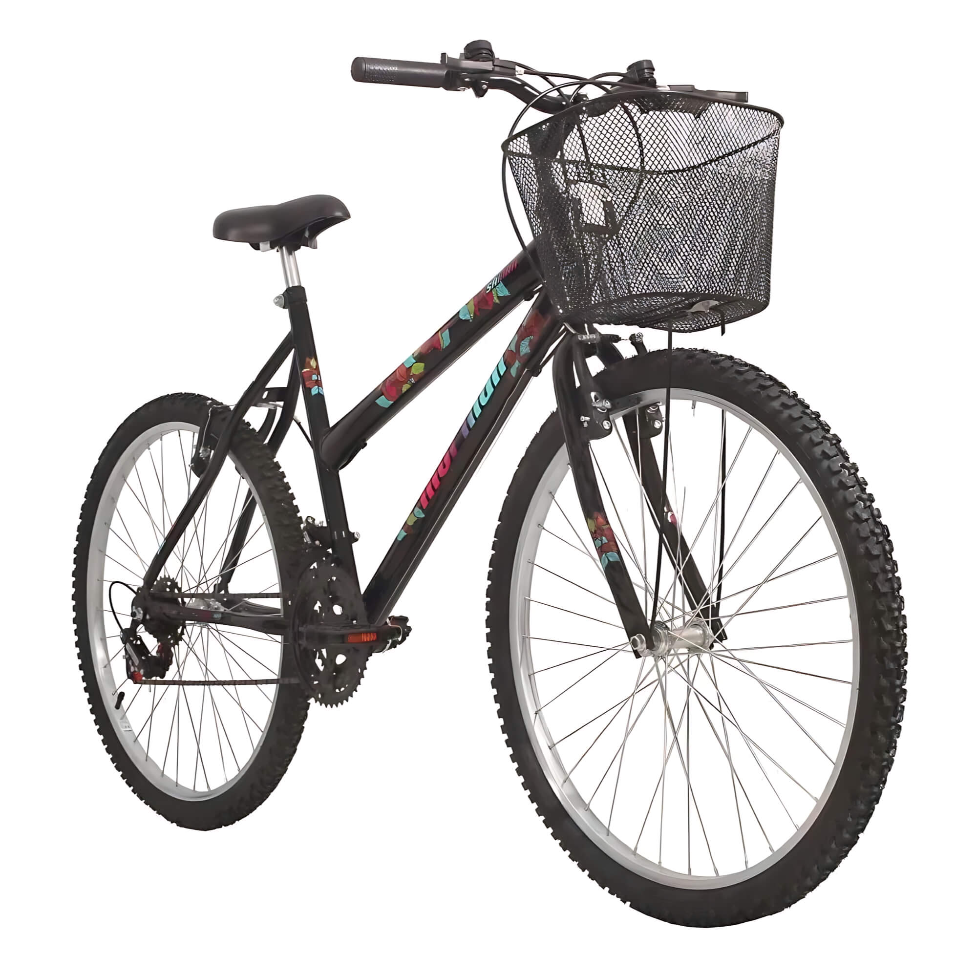 Bicicleta Aro 26 Safira Preta com Cesta Mormaii - 2020401241301-021