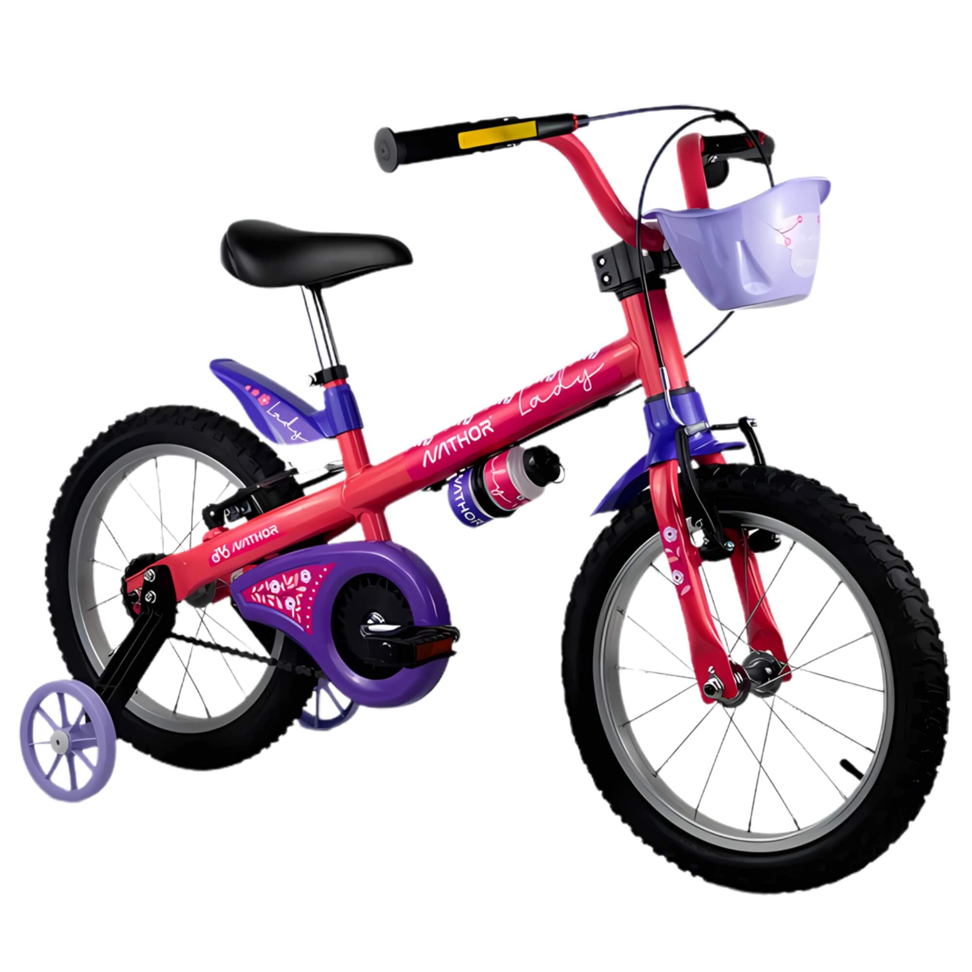 Bicicleta Infantil Aro 16 com Rodinha Cestinha Garrafinha Lady 2 Nathor - 100130160022