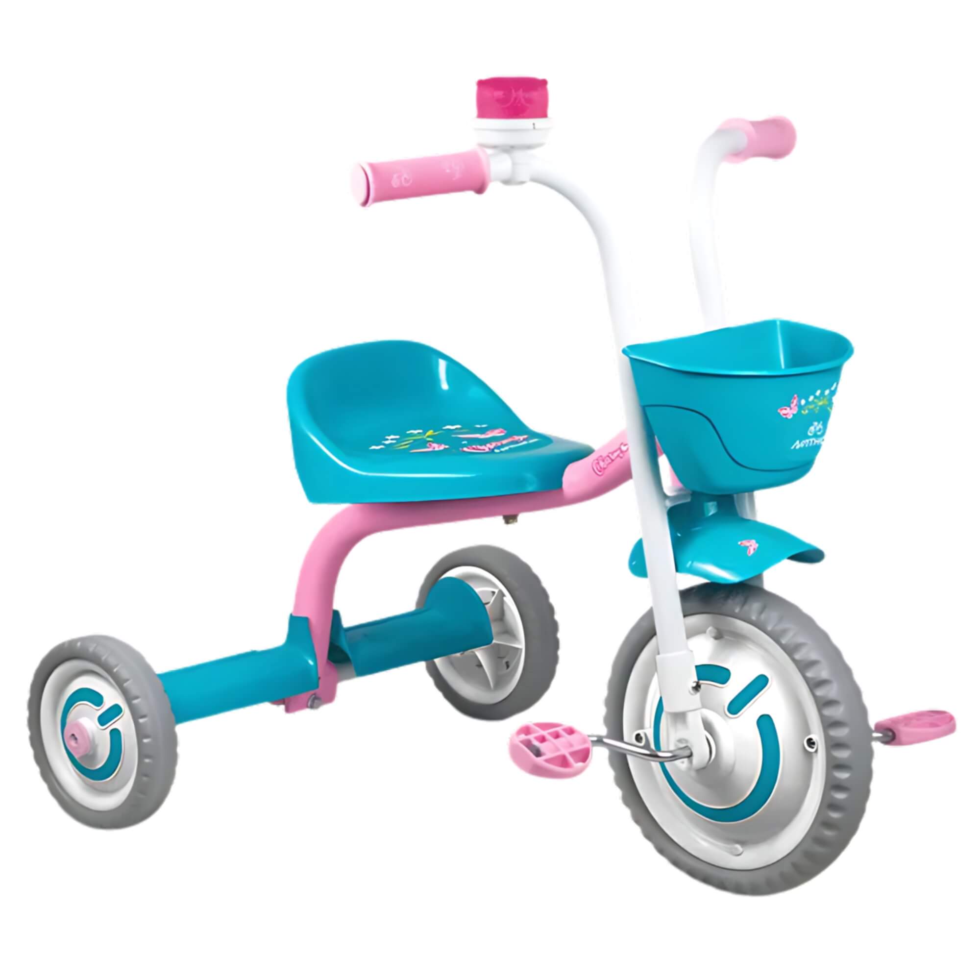 Triciclo Infantil com Cestinha Buzina Cor Azul e Rosa Charm Nathor - 100510160009