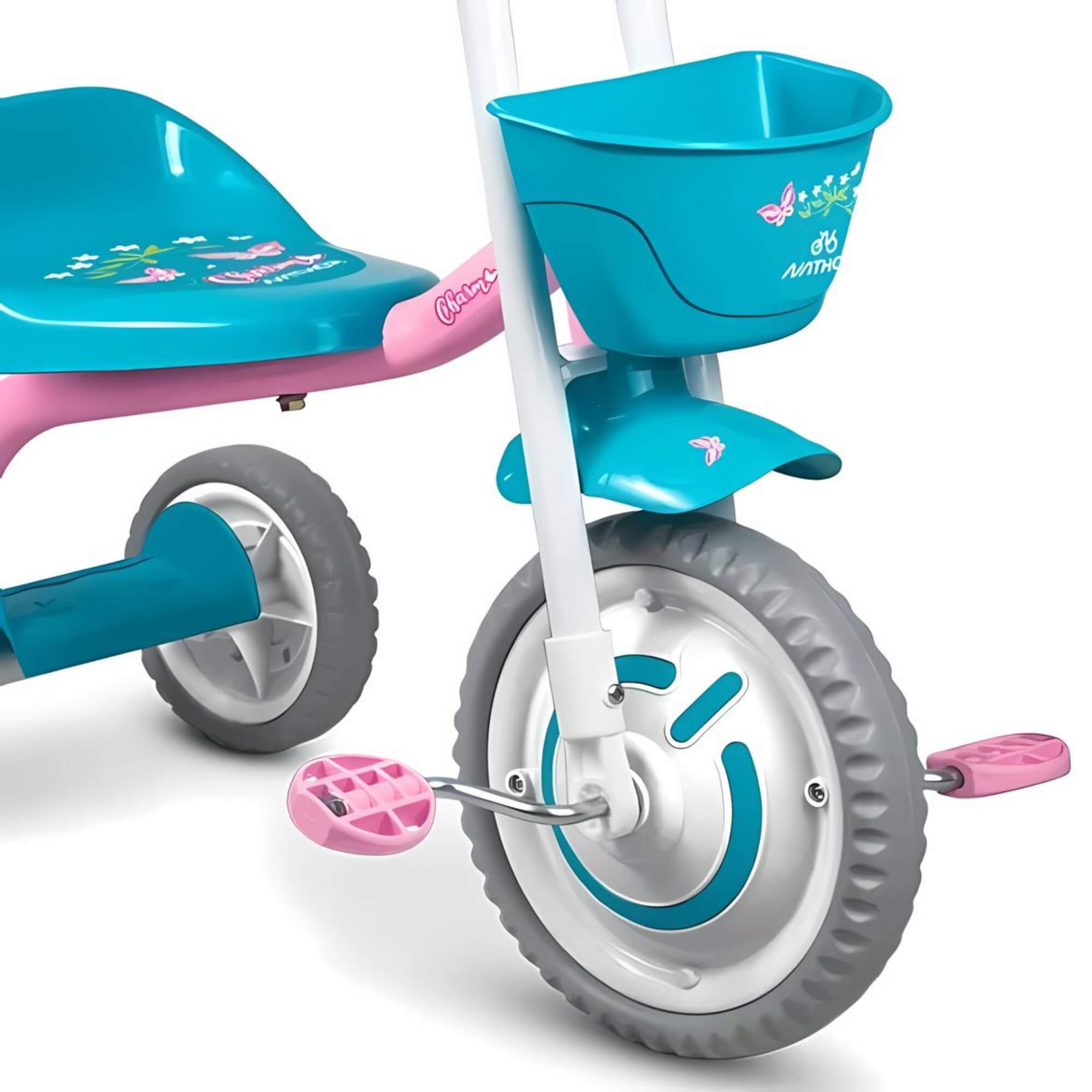 Triciclo Infantil com Cestinha Buzina Cor Azul e Rosa Charm Nathor - 100510160009