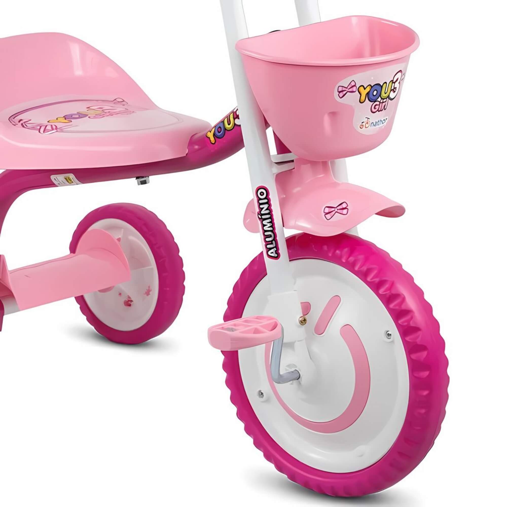 Triciclo Infantil com Cestinha Buzina Fon-fon Cor Rosa You 3 Girl Nathor - 100510160012