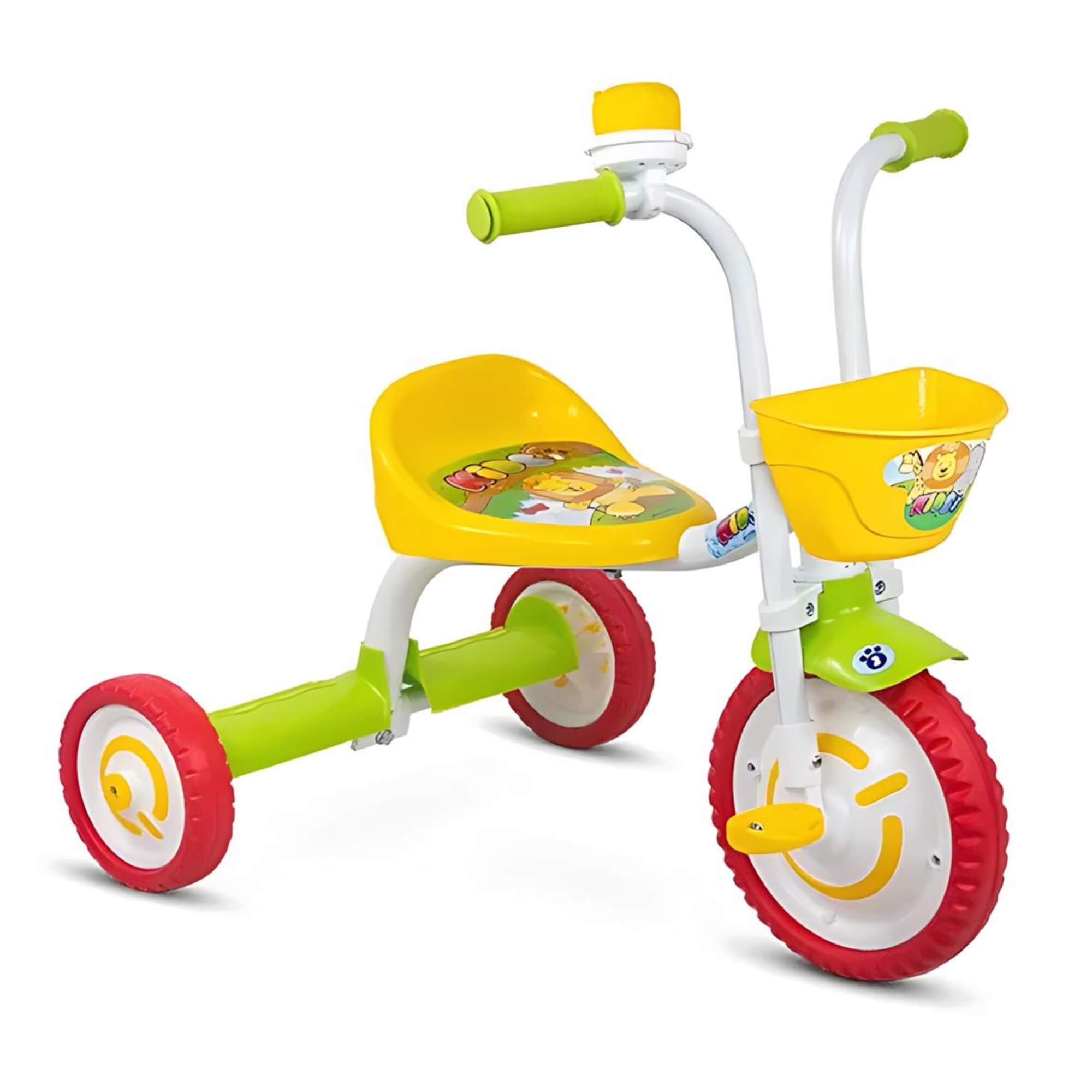 Triciclo Infantil com Cestinha Buzina Fon-fon Cor Verde e Amarelo Kids 4 2023 Nathor - 100510160014
