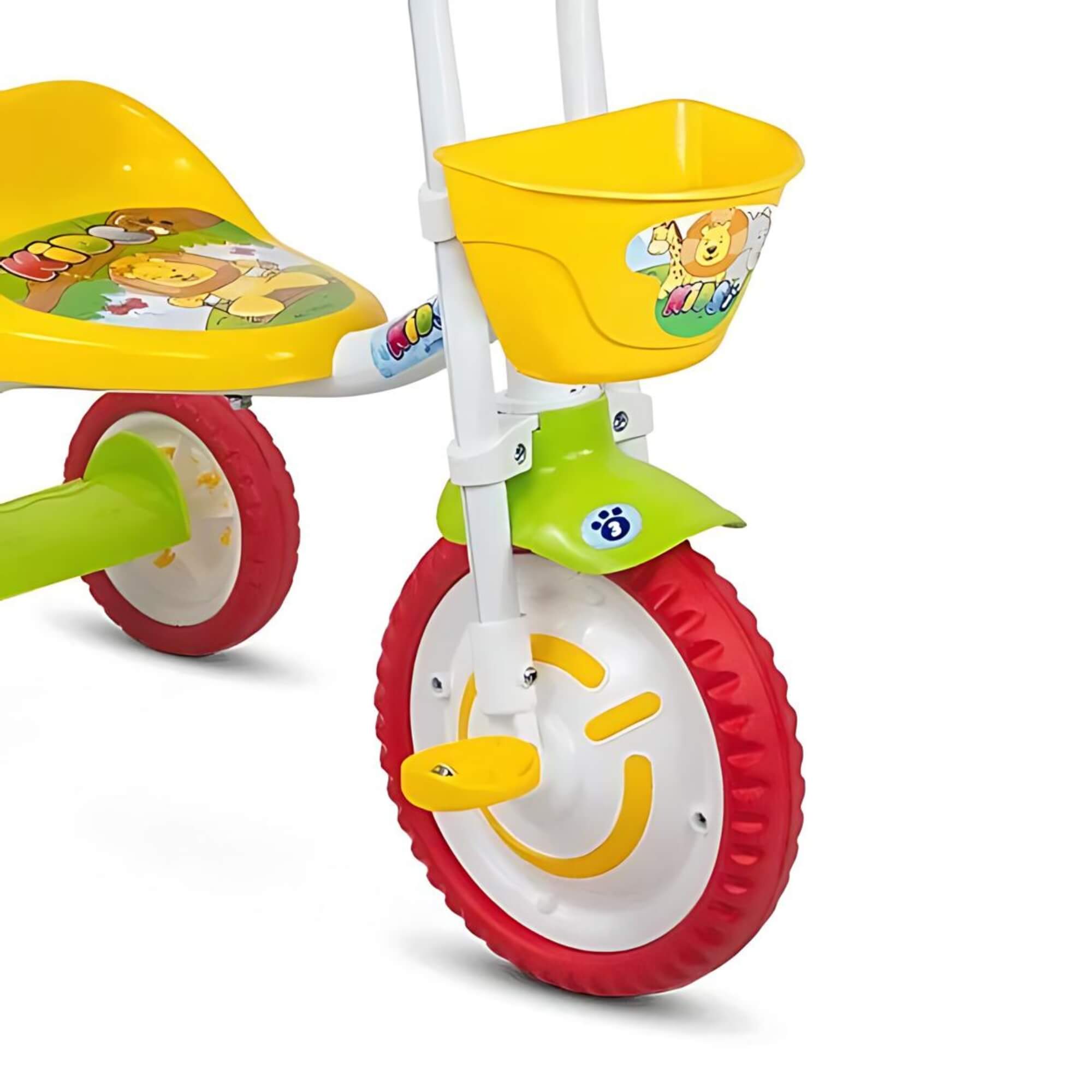 Triciclo Infantil com Cestinha Buzina Fon-fon Cor Verde e Amarelo Kids 4 2023 Nathor - 100510160014
